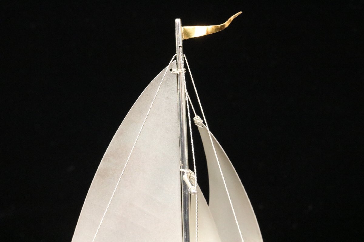 武比古 TAKEHIKO SILVER PLATED 帆船 ヨット置物 ガラスケース付き 銀仕上げ 【彩irodori】1の画像9