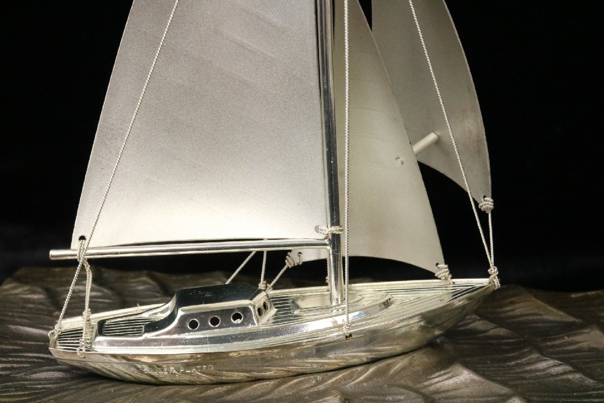 武比古 TAKEHIKO SILVER PLATED 帆船 ヨット置物 ガラスケース付き 銀仕上げ 【彩irodori】1の画像10