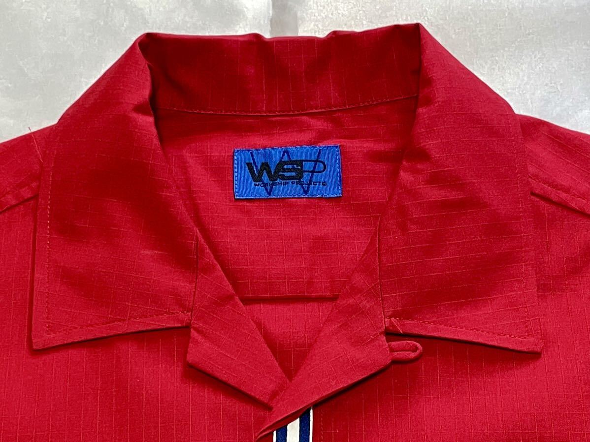 WSD・コットンボーリングシャツ・赤・オシャレなストライプ・メンズLサイズ・日本被服工業組合連合会 半袖 ボウリングシャツの画像4
