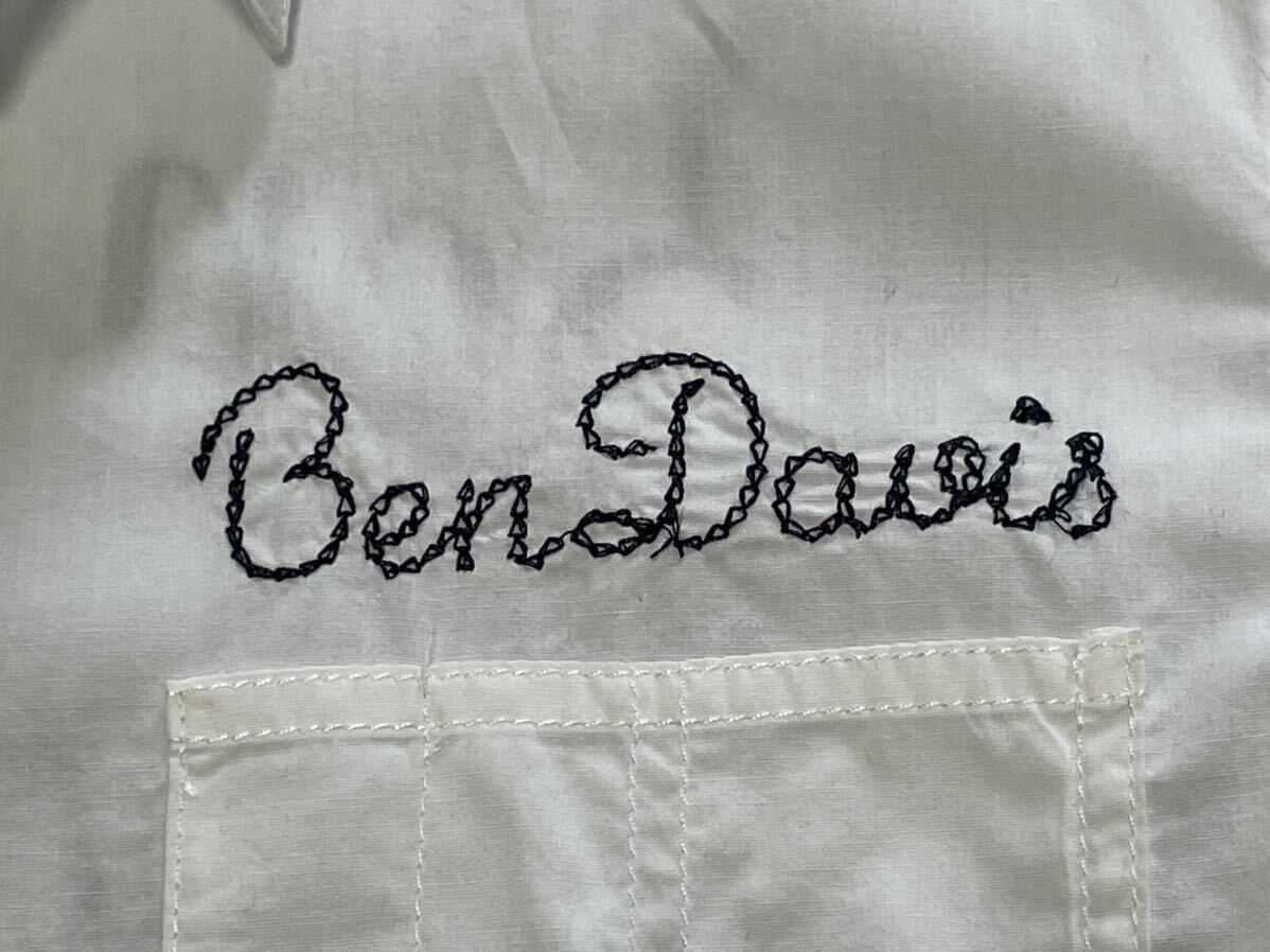 ベン・デイビス【BEN DAVIS】ベンデビス・サンマリノ・1935・白色ワークシャツ・ボーリングシャツ・コットン100%・オシャレ刺繍・Mサイズ_画像6