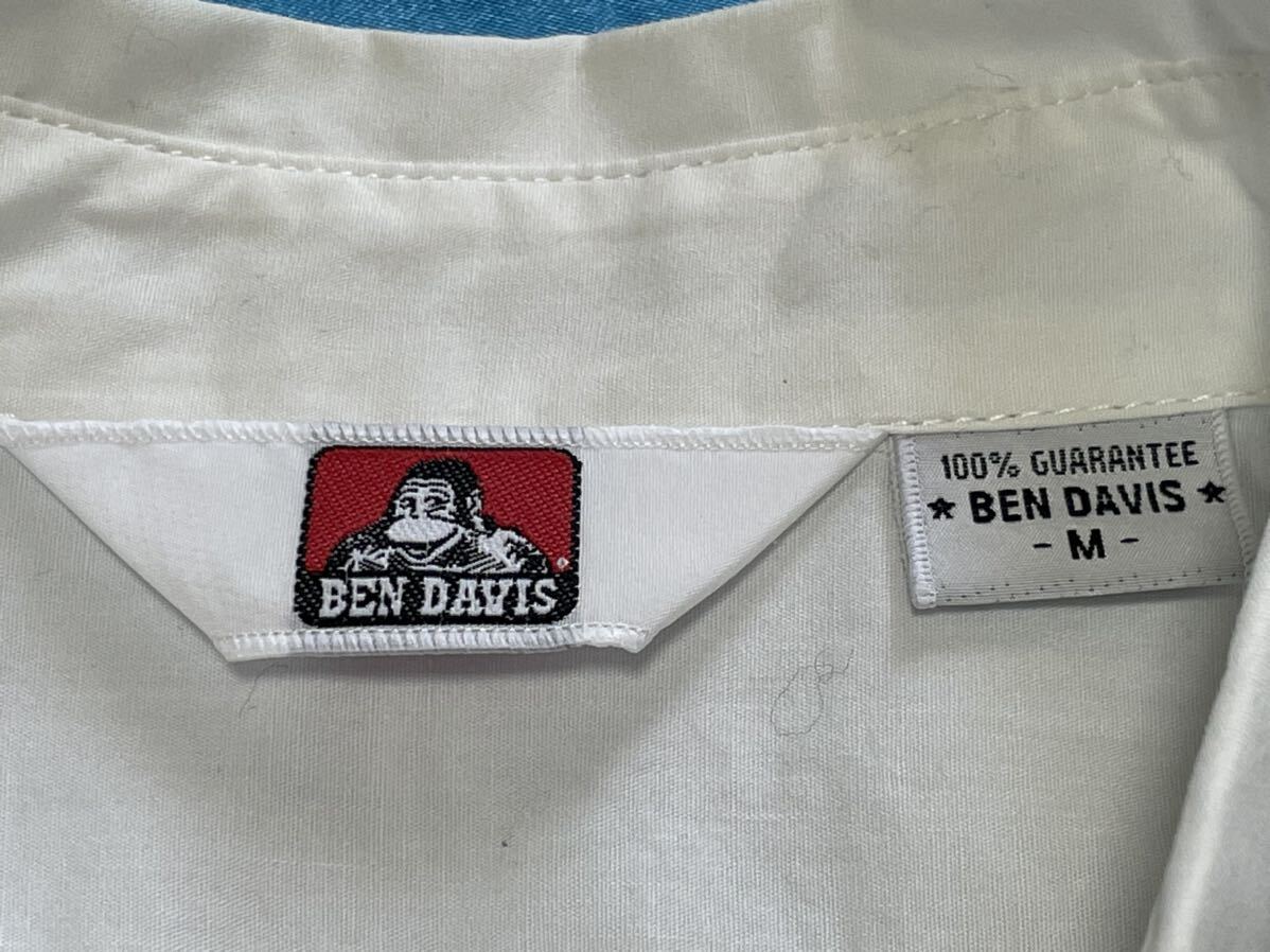 ベン・デイビス【BEN DAVIS】ベンデビス・サンマリノ・1935・白色ワークシャツ・ボーリングシャツ・コットン100%・オシャレ刺繍・Mサイズ_画像5