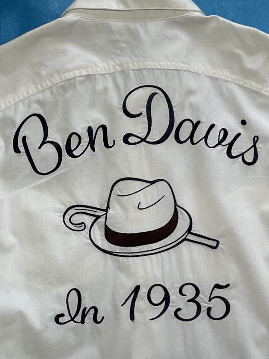 ベン・デイビス【BEN DAVIS】ベンデビス・サンマリノ・1935・白色ワークシャツ・ボーリングシャツ・コットン100%・オシャレ刺繍・Mサイズ_画像7
