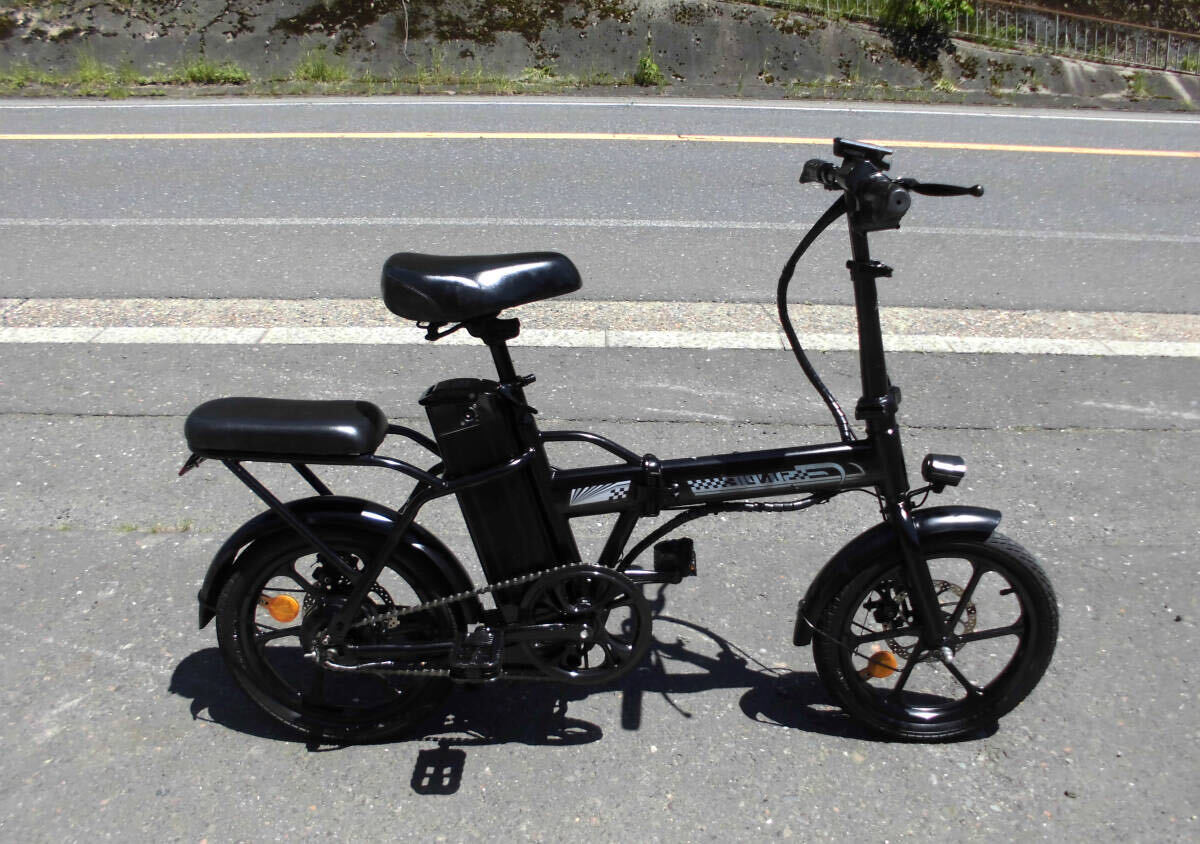 1円～SUNPIE ディスク式 折り畳み電動自転車 36V 16インチ 黒色 動作確認済 5369の画像1