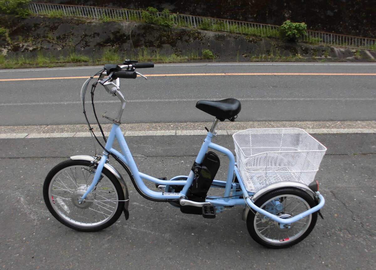 1 jpy ~AshirakuCharlie electric three wheel bicycle 24V5.8Ah 3 speed 20-16 -inch light blue operation verification settled 5420
