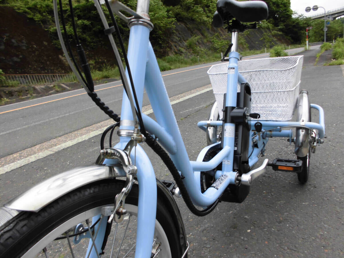 1 jpy ~AshirakuCharlie electric three wheel bicycle 24V5.8Ah 3 speed 20-16 -inch light blue operation verification settled 5420