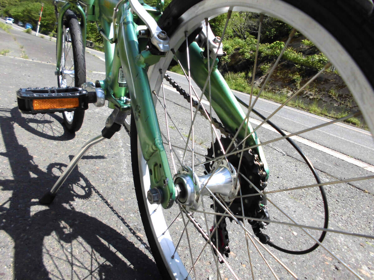 1円～ダホン DAHON 折り畳み自転車 route SHIMANO 7段 20インチ ミニベロ 小径車 緑色 5428_画像8