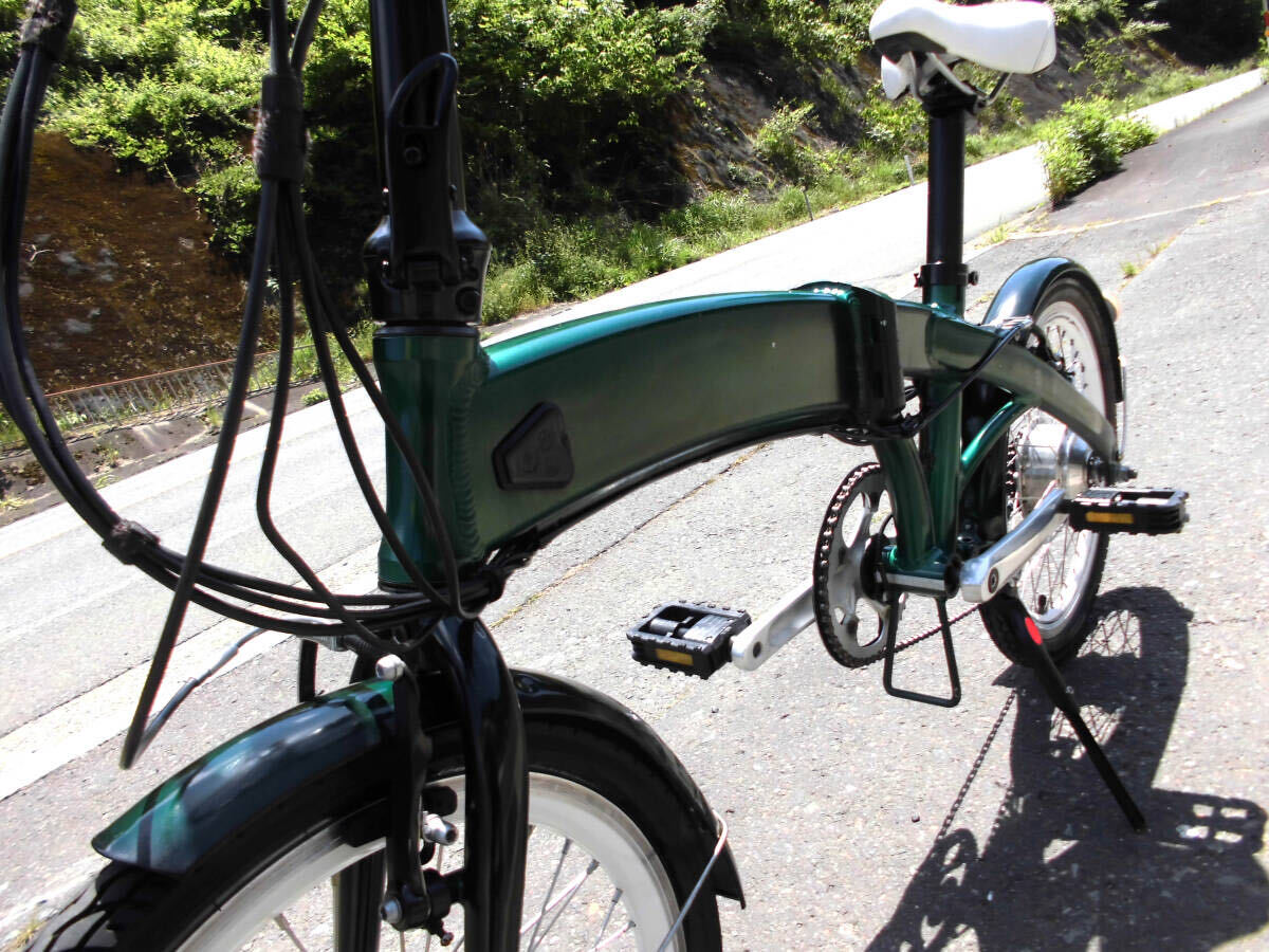 1円～折り畳み電動自転車 36V 8Ah SHIMANO 6速 20インチ 緑色 動作確認済 5423_画像5