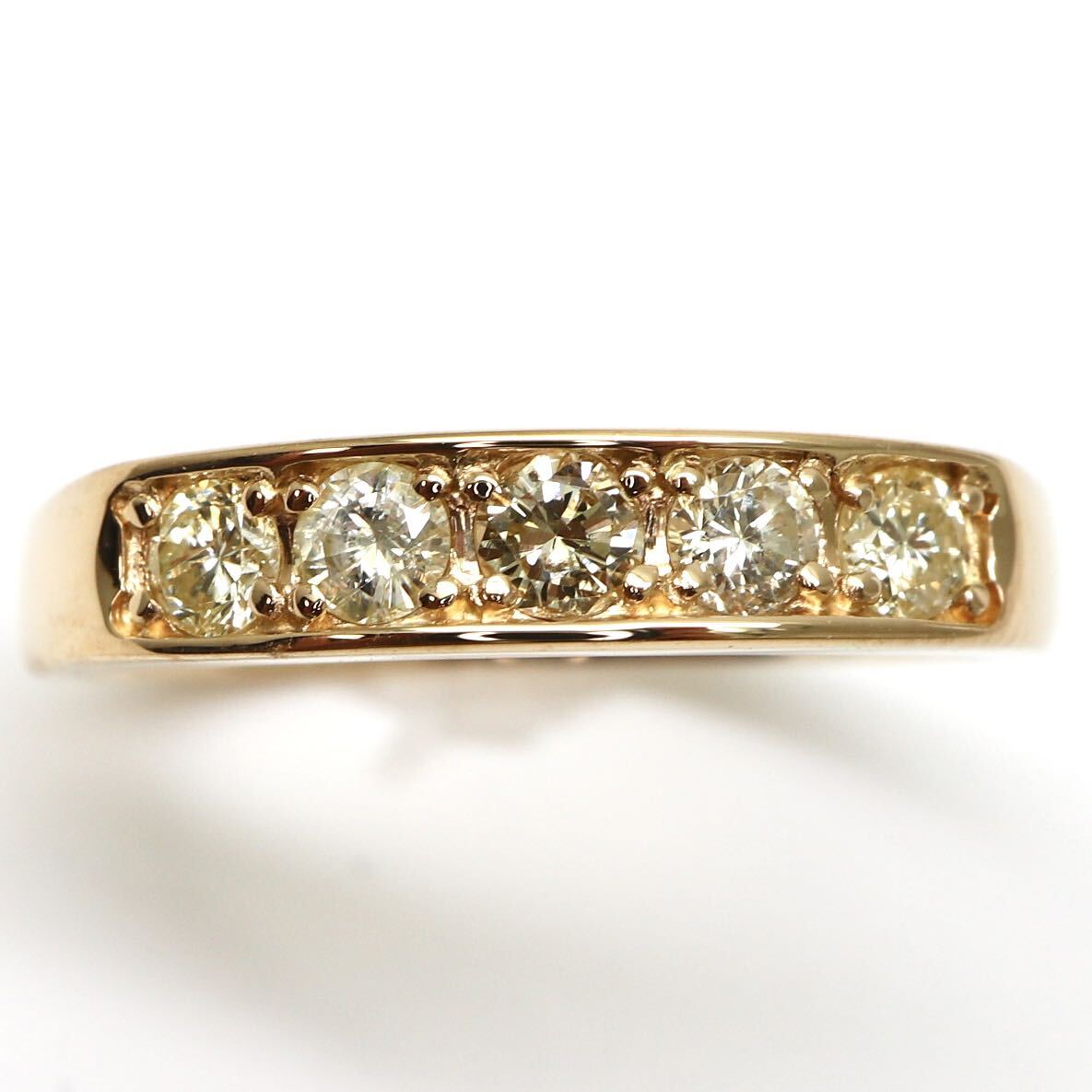 ◆K18 天然ダイヤモンド 一文字リング◆M 約1.8g 約9号 0.30ct diamond ring指輪 EA9/EA9の画像2