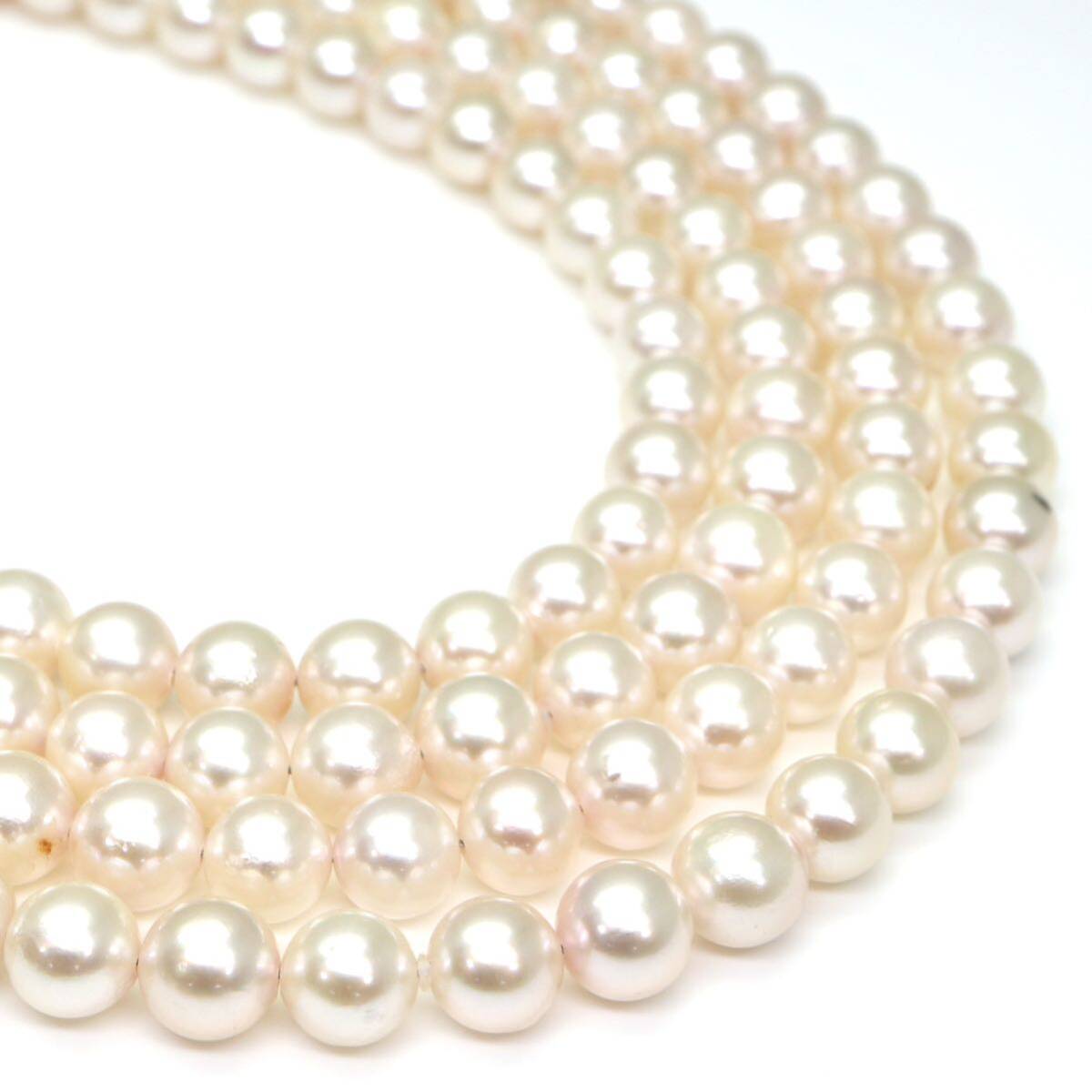 ◆アコヤ本真珠ロングネックレス/ 3 ◆M 約87.0g 約124.0cm 6.5-8.0mm珠 pearl パール jewelry necklace ジュエリー DB0/DI0_画像5