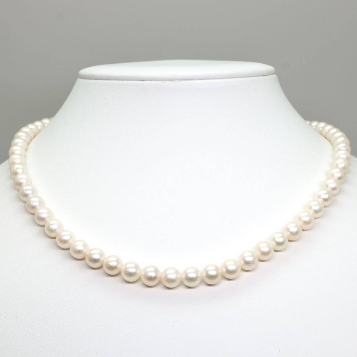 ◆アコヤ本真珠ネックレス/ 4 ◆M 約28.9g 約42.5cm 6.5-7.0mm珠 pearl パール jewelry necklace ジュエリー DC0/DF5の画像2