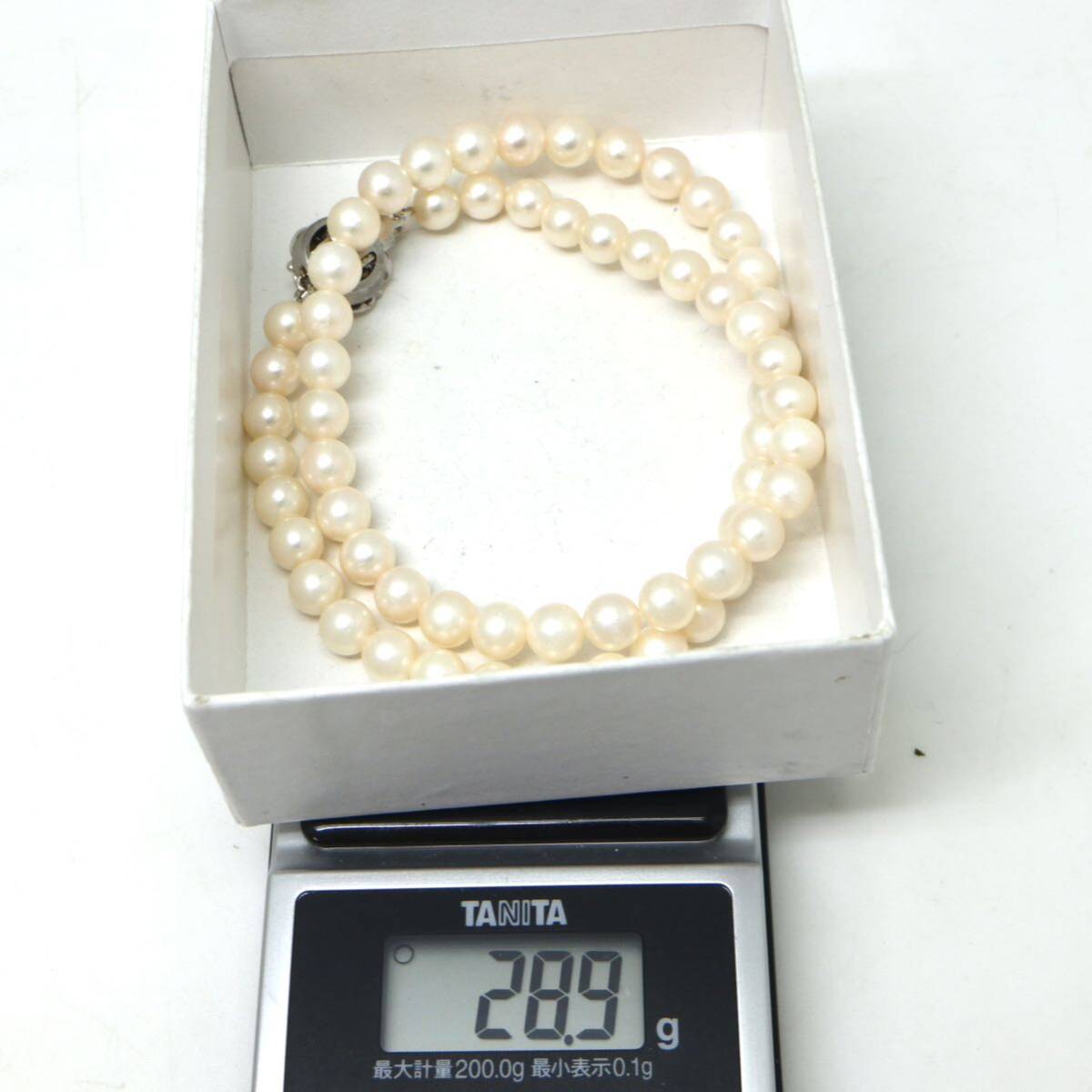 ◆アコヤ本真珠ネックレス/ 4 ◆M 約28.9g 約42.5cm 6.5-7.0mm珠 pearl パール jewelry necklace ジュエリー DC0/DF5の画像9