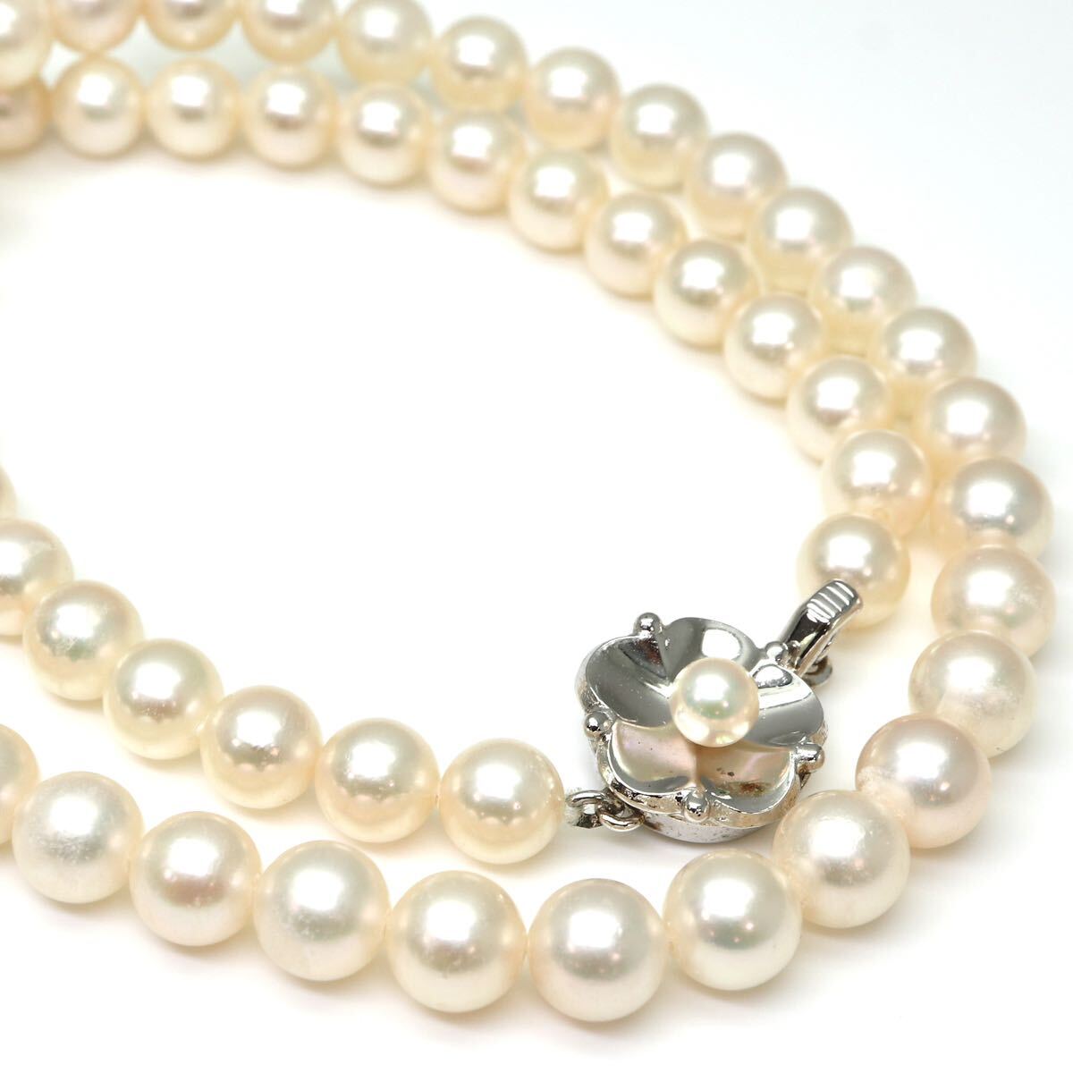 ◆アコヤ本真珠ネックレス/ 4 ◆M 約28.9g 約42.5cm 6.5-7.0mm珠 pearl パール jewelry necklace ジュエリー DC0/DF5の画像1