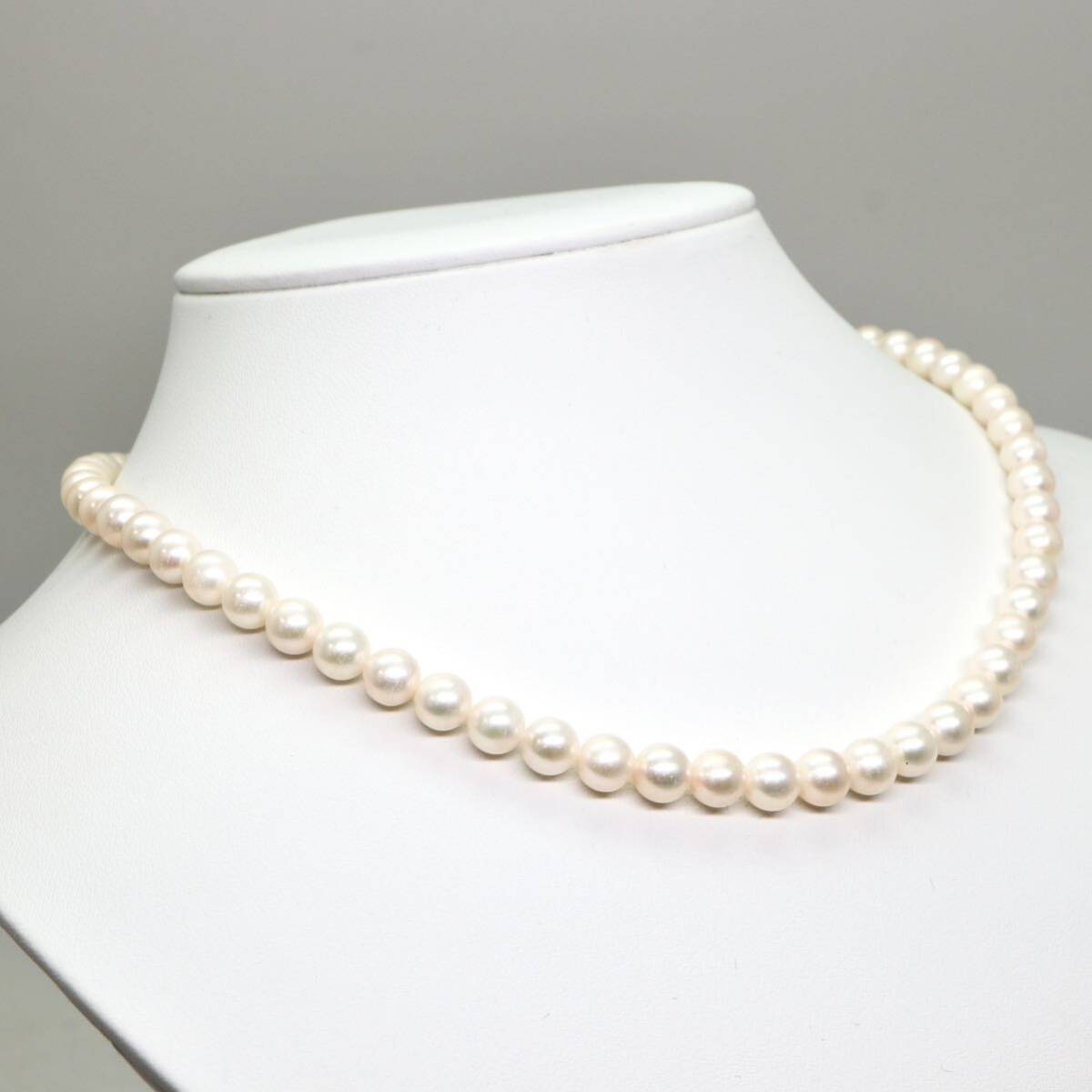 ◆アコヤ本真珠ネックレス/ 4 ◆M 約28.9g 約42.5cm 6.5-7.0mm珠 pearl パール jewelry necklace ジュエリー DC0/DF5の画像3