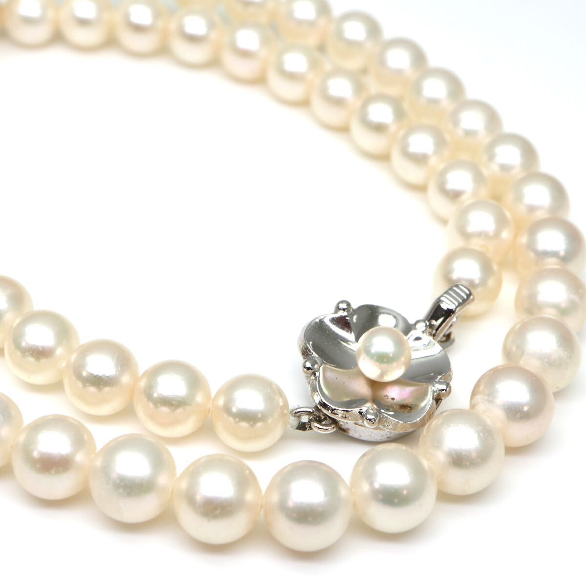 ◆アコヤ本真珠ネックレス/ 4 ◆M 約28.9g 約42.5cm 6.5-7.0mm珠 pearl パール jewelry necklace ジュエリー DC0/DF5の画像4