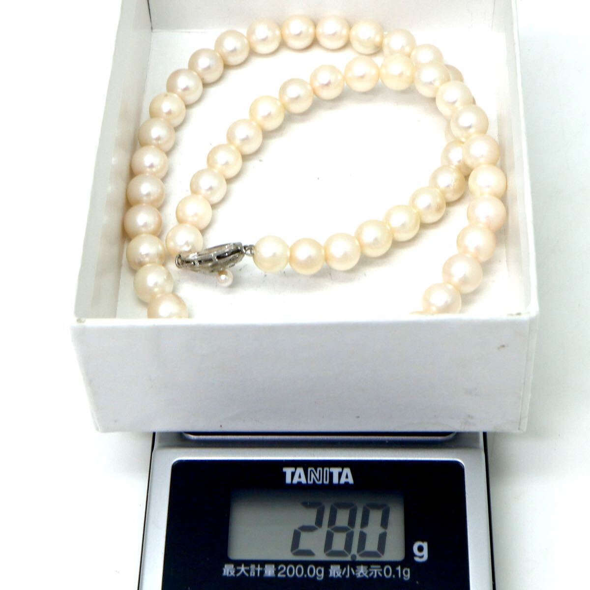◆アコヤ本真珠ネックレス/ 8 ◆M 約28.0g 約40.0cm 6.5-7.0mm珠 pearl パール jewelry necklace ジュエリー DE0/zz_画像9