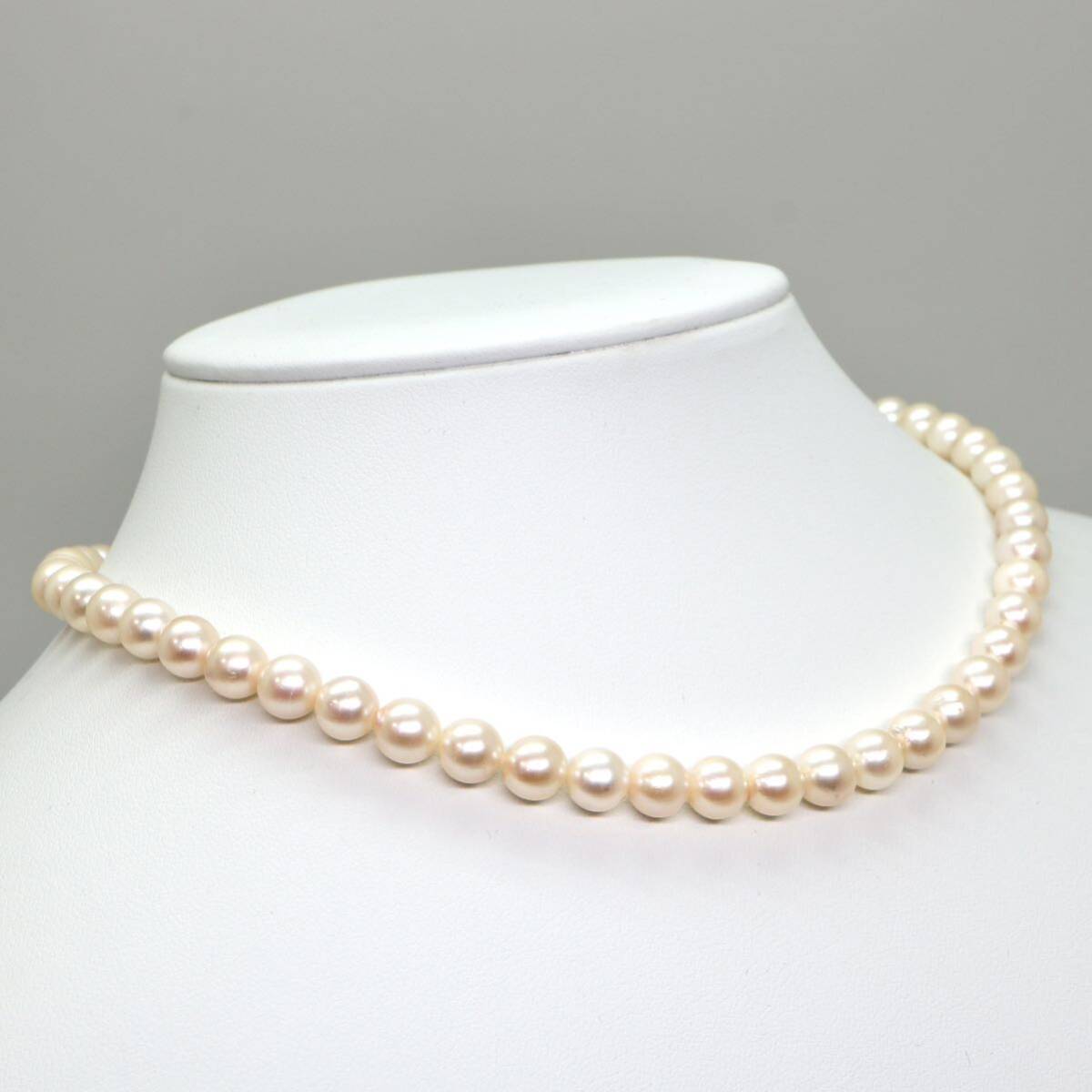 ◆アコヤ本真珠ネックレス/ 8 ◆M 約28.0g 約40.0cm 6.5-7.0mm珠 pearl パール jewelry necklace ジュエリー DE0/zz_画像3
