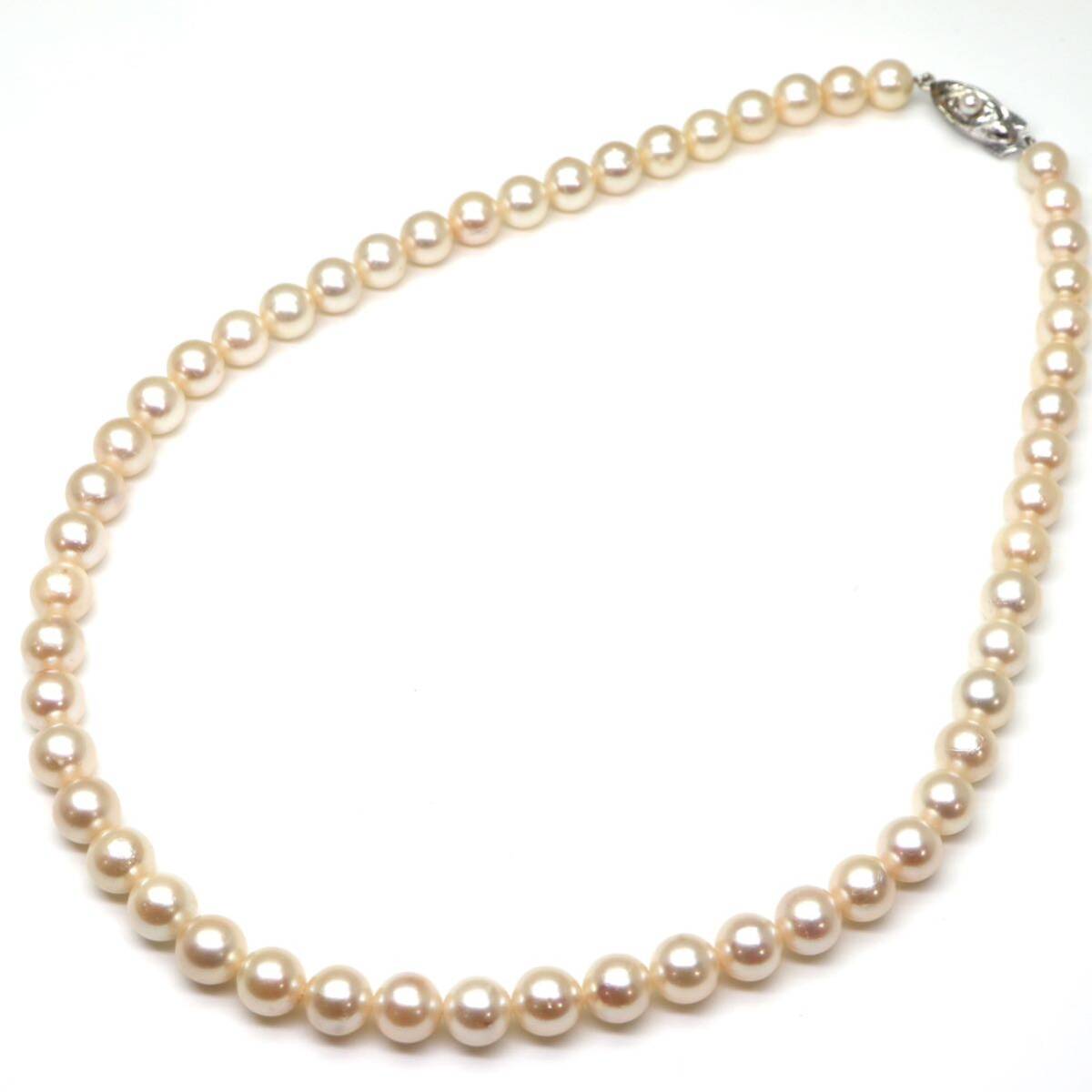 ◆アコヤ本真珠ネックレス/ 8 ◆M 約28.0g 約40.0cm 6.5-7.0mm珠 pearl パール jewelry necklace ジュエリー DE0/zz_画像8