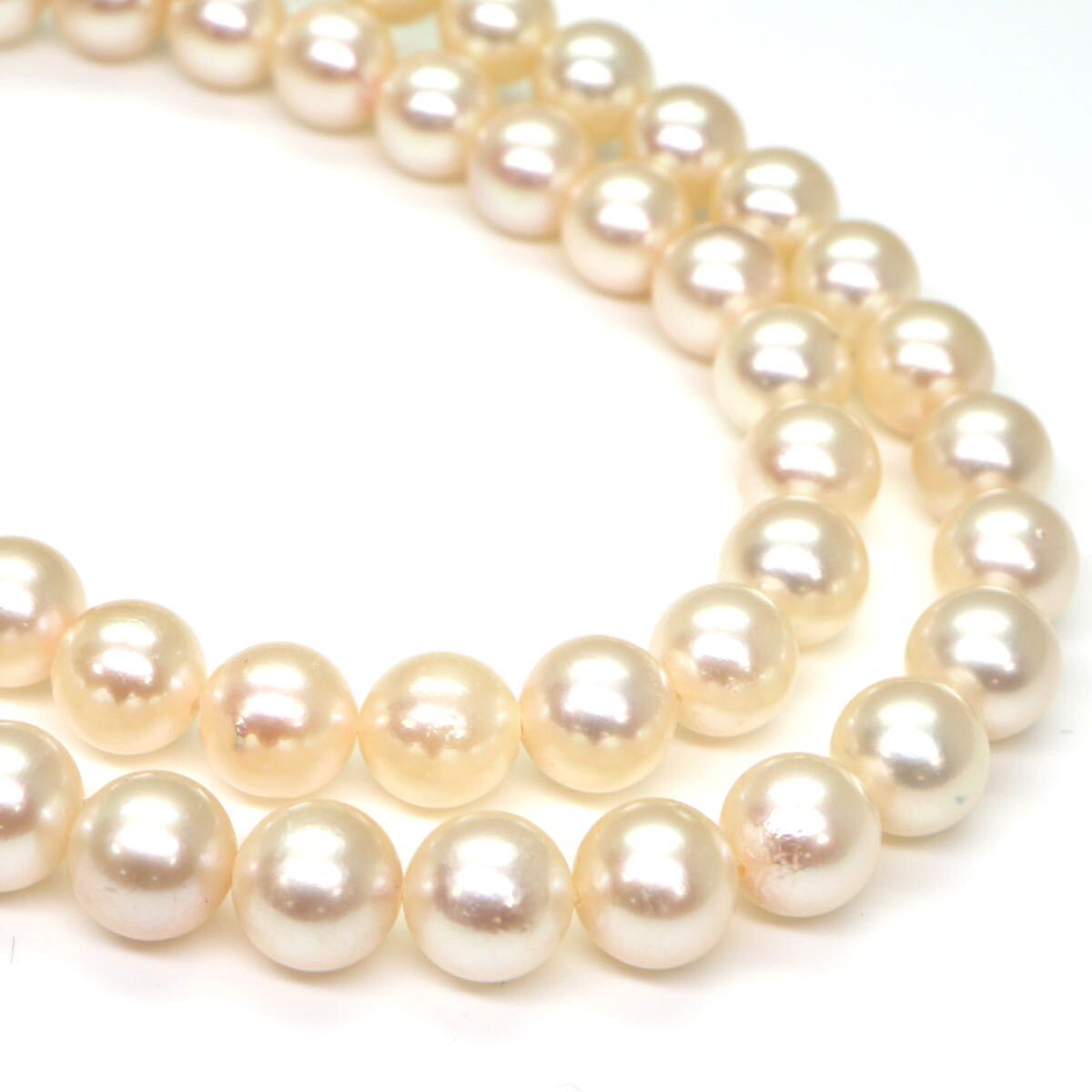 ◆アコヤ本真珠ネックレス/ 8 ◆M 約28.0g 約40.0cm 6.5-7.0mm珠 pearl パール jewelry necklace ジュエリー DE0/zzの画像1
