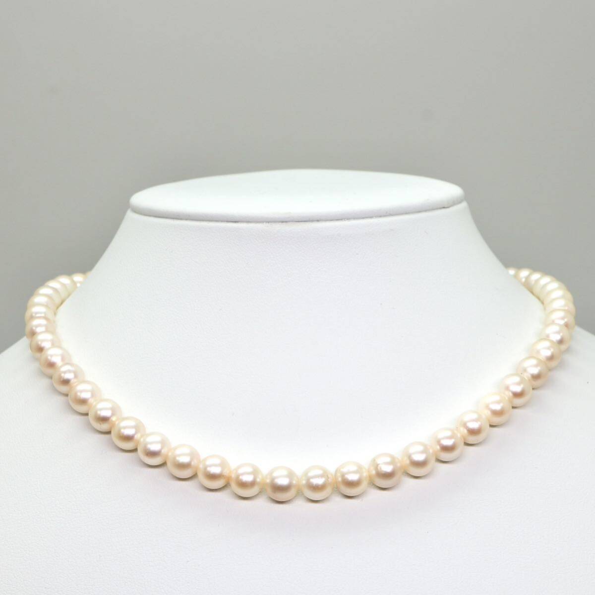 ◆アコヤ本真珠ネックレス/ 8 ◆M 約28.0g 約40.0cm 6.5-7.0mm珠 pearl パール jewelry necklace ジュエリー DE0/zz_画像2