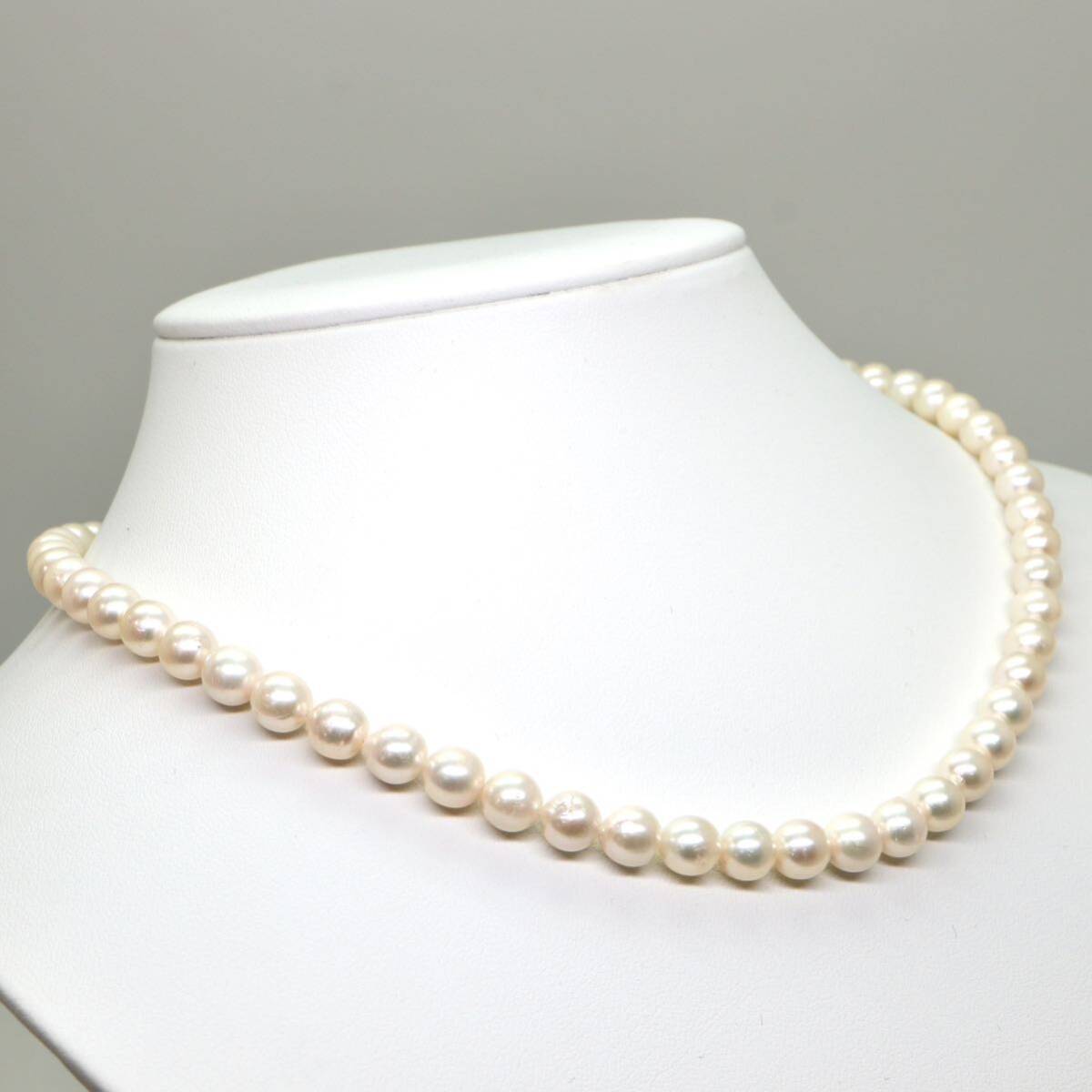 ◆アコヤ本真珠ネックレス/ 10 ◆M 約29.6g 約43.0cm 6.5-7.0mm珠 pearl パール jewelry necklace ジュエリー DC0/DC0の画像3