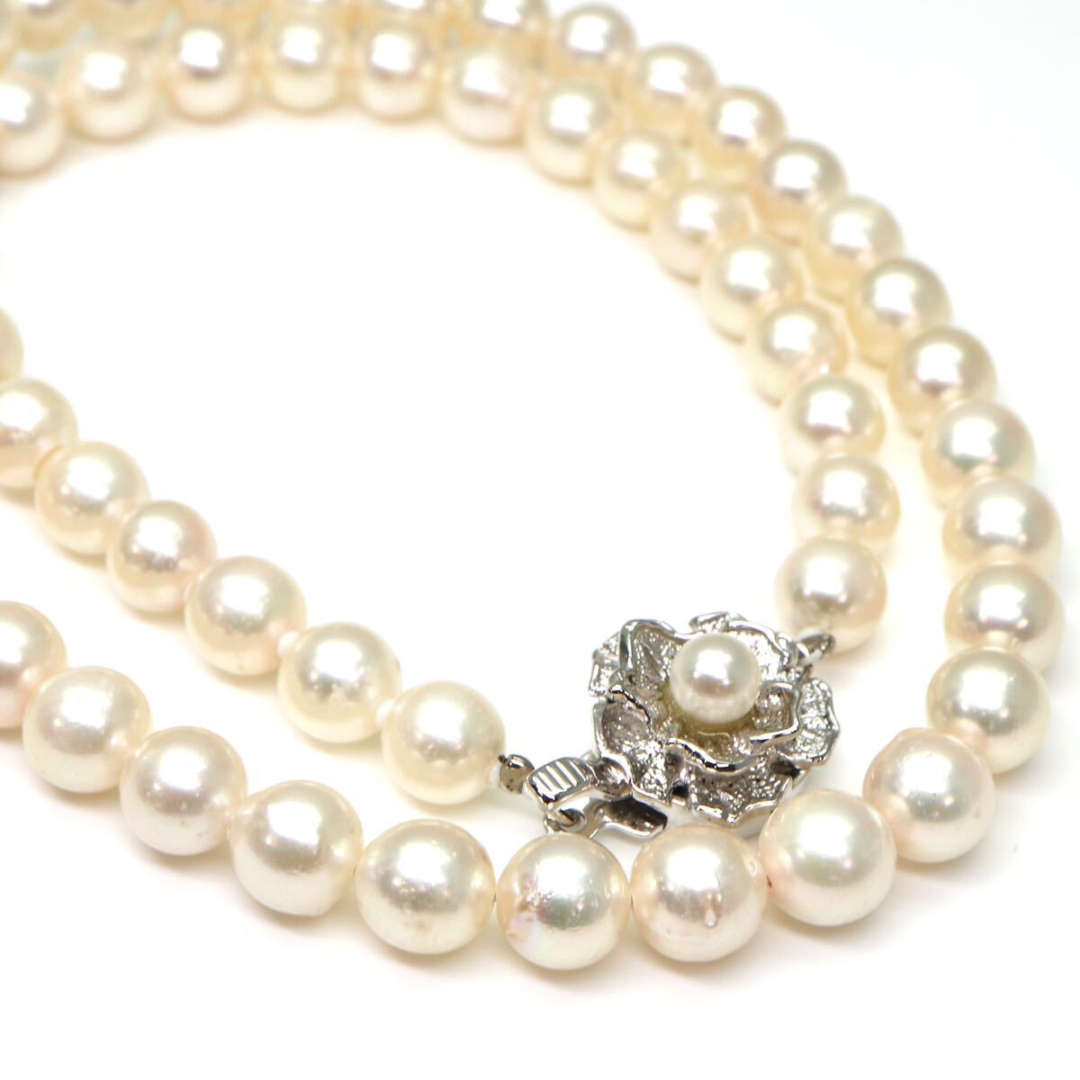 ◆アコヤ本真珠ネックレス/ 10 ◆M 約29.6g 約43.0cm 6.5-7.0mm珠 pearl パール jewelry necklace ジュエリー DC0/DC0の画像1