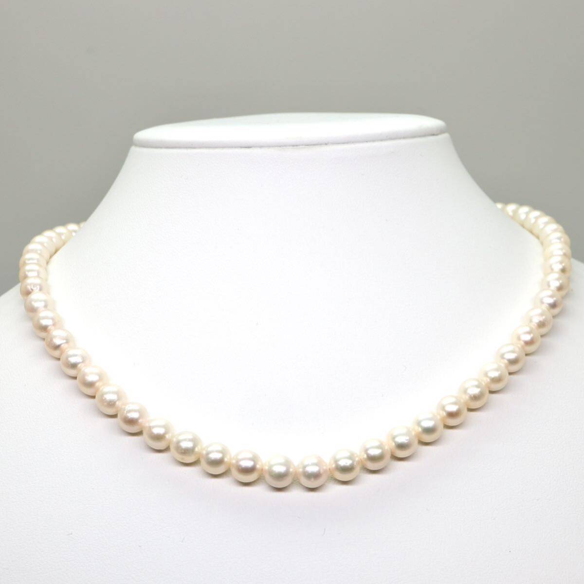 ◆アコヤ本真珠ネックレス/ 10 ◆M 約29.6g 約43.0cm 6.5-7.0mm珠 pearl パール jewelry necklace ジュエリー DC0/DC0の画像2