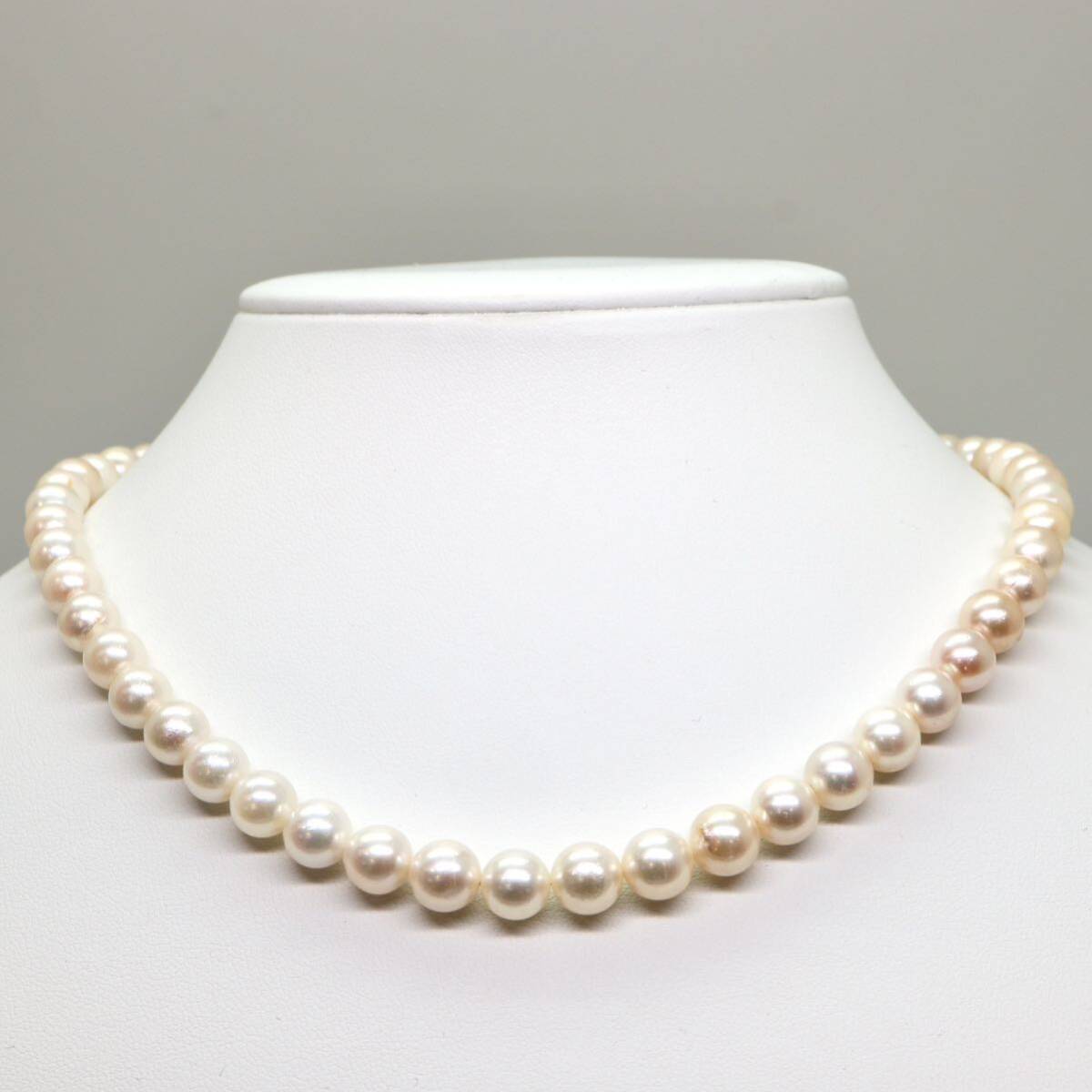 ◆アコヤ本真珠ネックレス/ 18 ◆M 約37.0g 約42.0cm 7.5mm珠 pearl パール jewelry necklace ジュエリー CG4/CG4の画像2