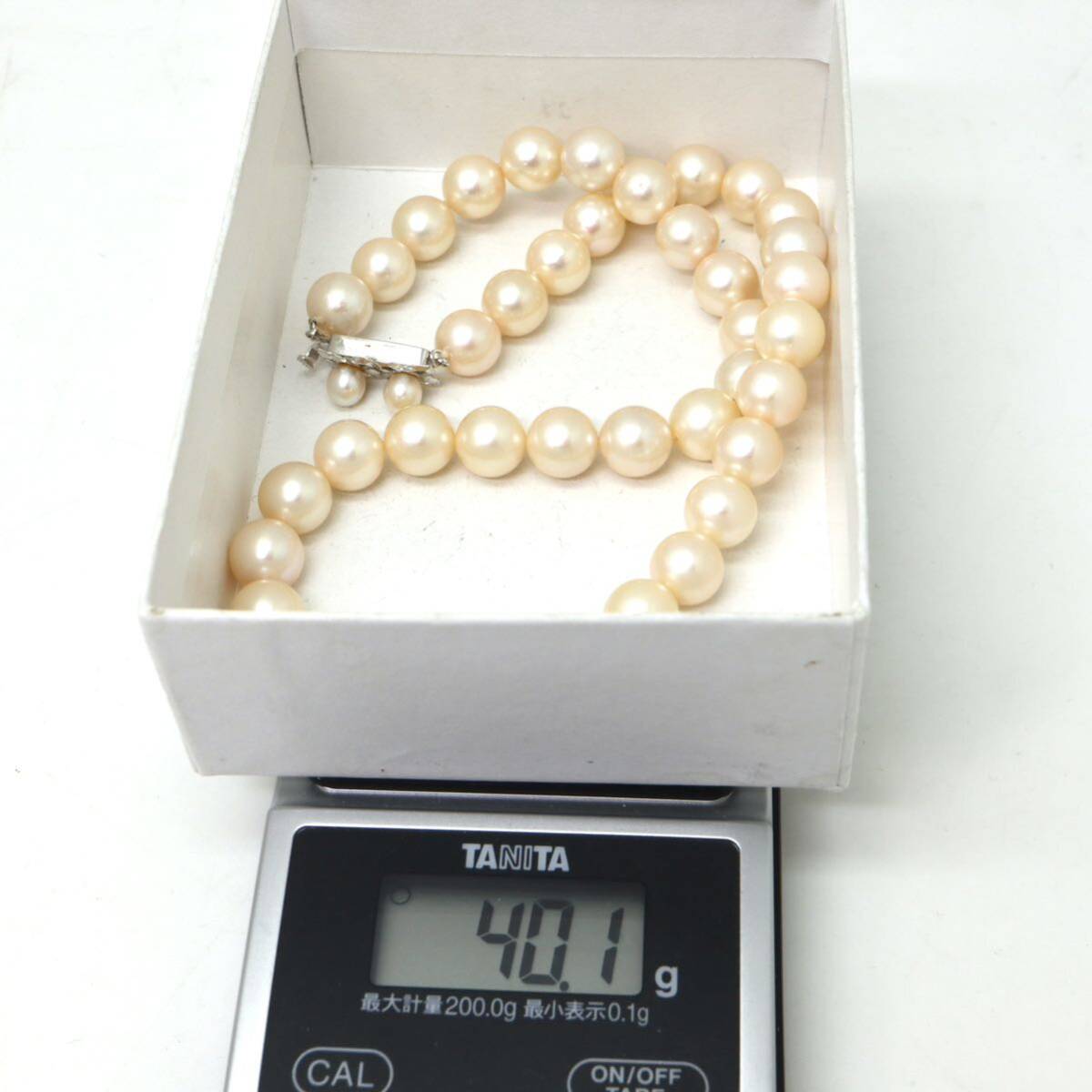 ◆K14 アコヤ本真珠ネックレス/ 13 ◆M 約40.1g 約38.0cm 8.0-8.5mm珠 pearl パール jewelry necklace ジュエリー CH1/CH1の画像9