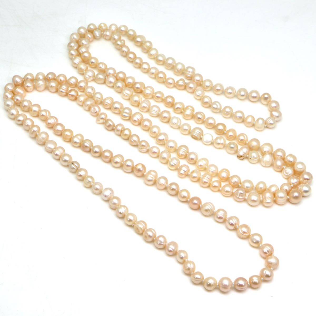 ◆本真珠ロングネックレス/ 37 ◆M 約100.5g 約155.0cm pearlパールjewelry necklaceジュエリー DA0/DA0_画像5