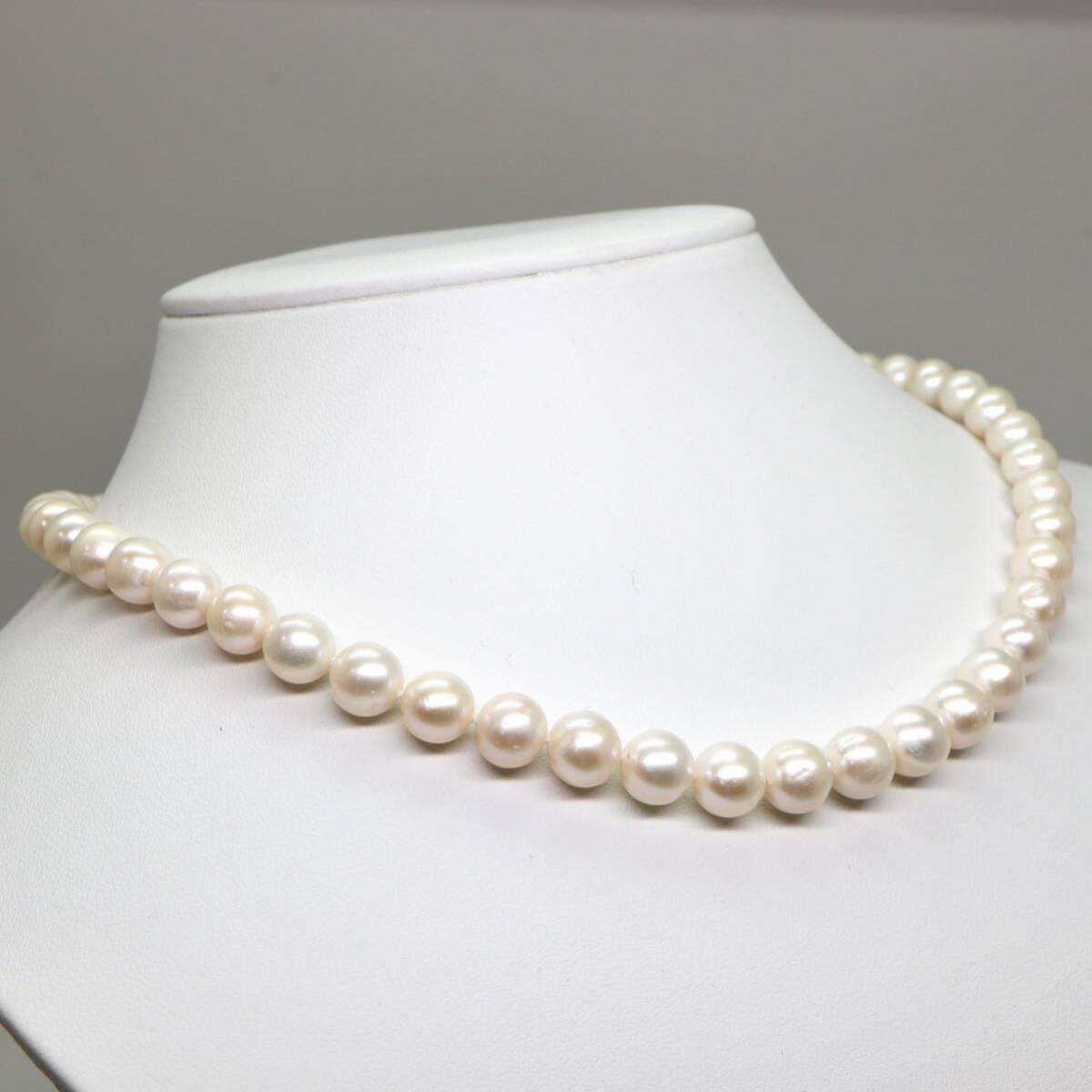 ◆本真珠ネックレス/ 34 ◆M 約39.1g 約43.0cm 7.5-8.5mm珠 pearlパールjewelry necklaceジュエリーDC3/DF6_画像3