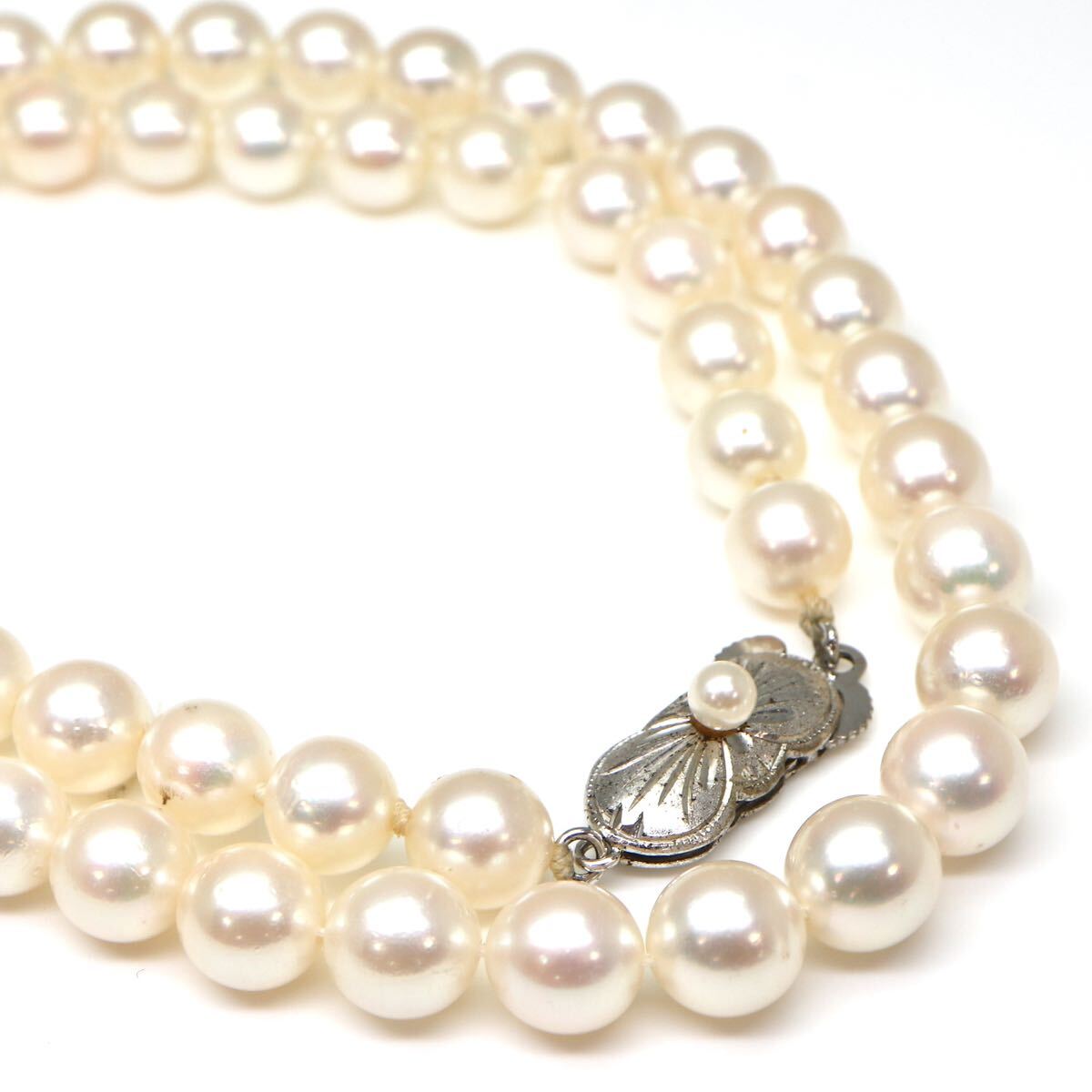 ◆アコヤ本真珠ネックレス/ 24 ◆M 約26.8g 約44.0cm 6.5-7.0mm珠 pearl パール jewelry necklace ジュエリー DA0/DD0の画像1