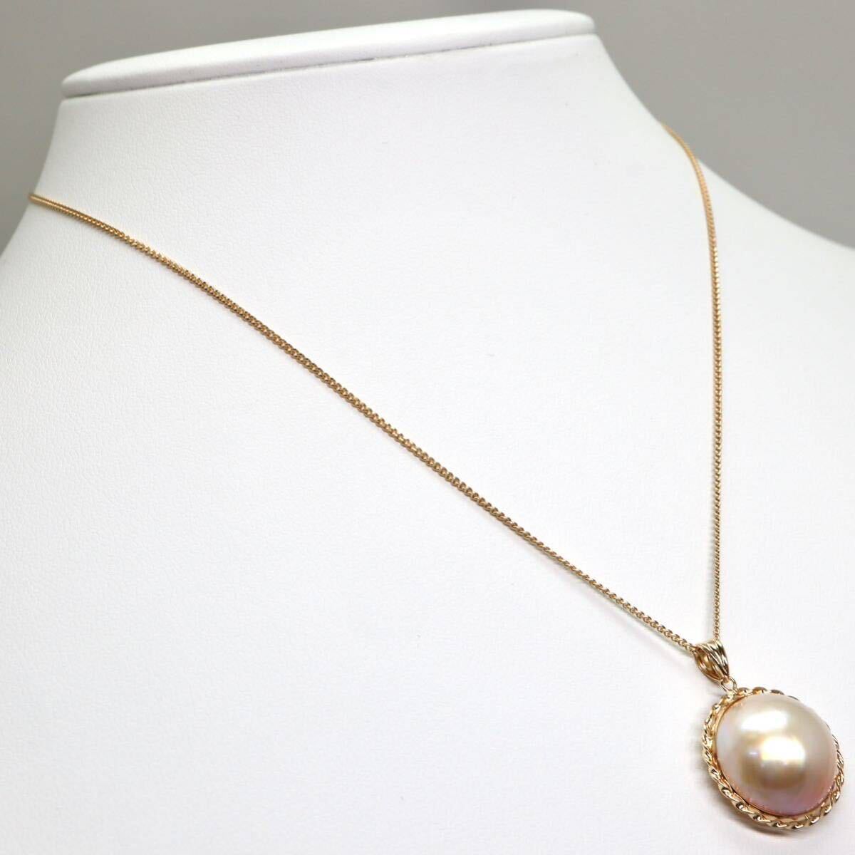 *K18mabe pearl necklace *M approximately 5.5g approximately 40.0cm pearl pearl diamond necklace jewelry jewelry EC3/EC3