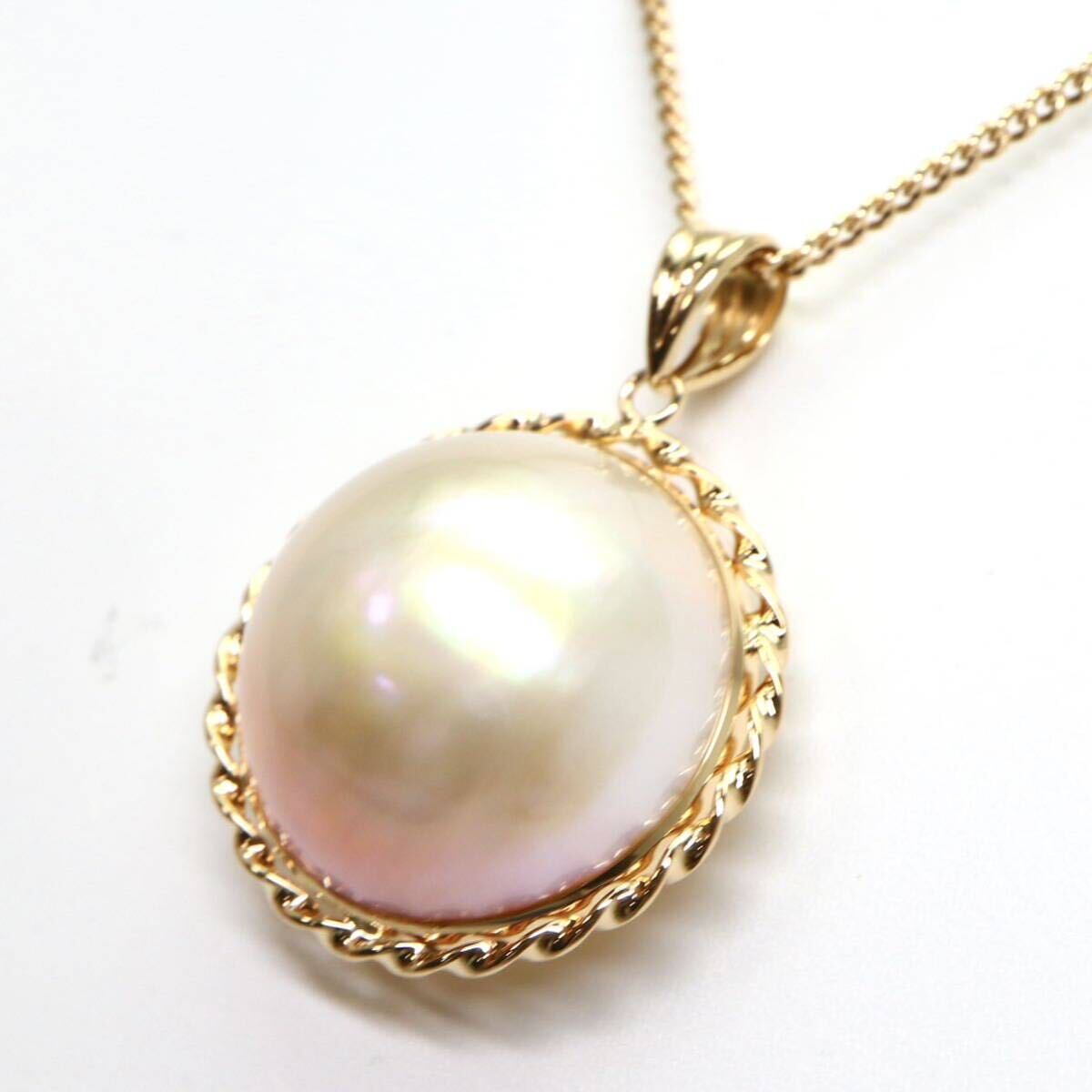 *K18mabe pearl necklace *M approximately 5.5g approximately 40.0cm pearl pearl diamond necklace jewelry jewelry EC3/EC3