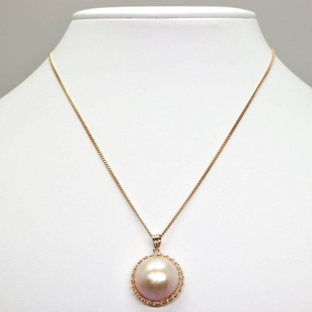 *K18mabe pearl necklace *M approximately 5.5g approximately 40.0cm pearl pearl diamond necklace jewelry jewelry EC3/EC3