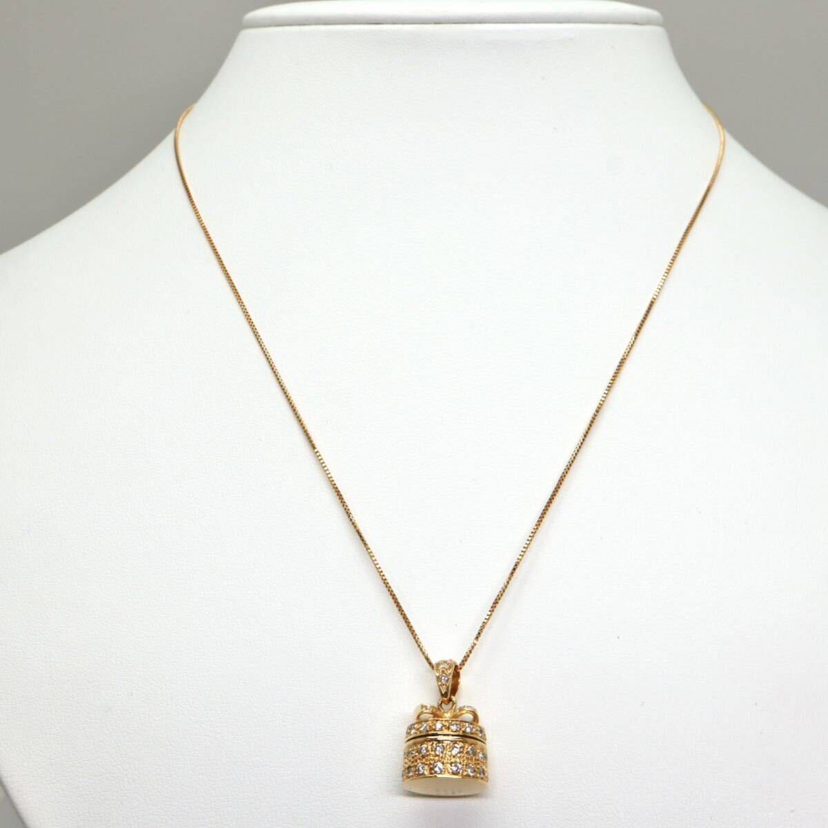 豪華!!開閉可能!!◆K18 天然ダイヤモンド/天然ルビーネックレス◆M 約7.4g 約45.5cm diamond necklace EG1/EG1の画像3