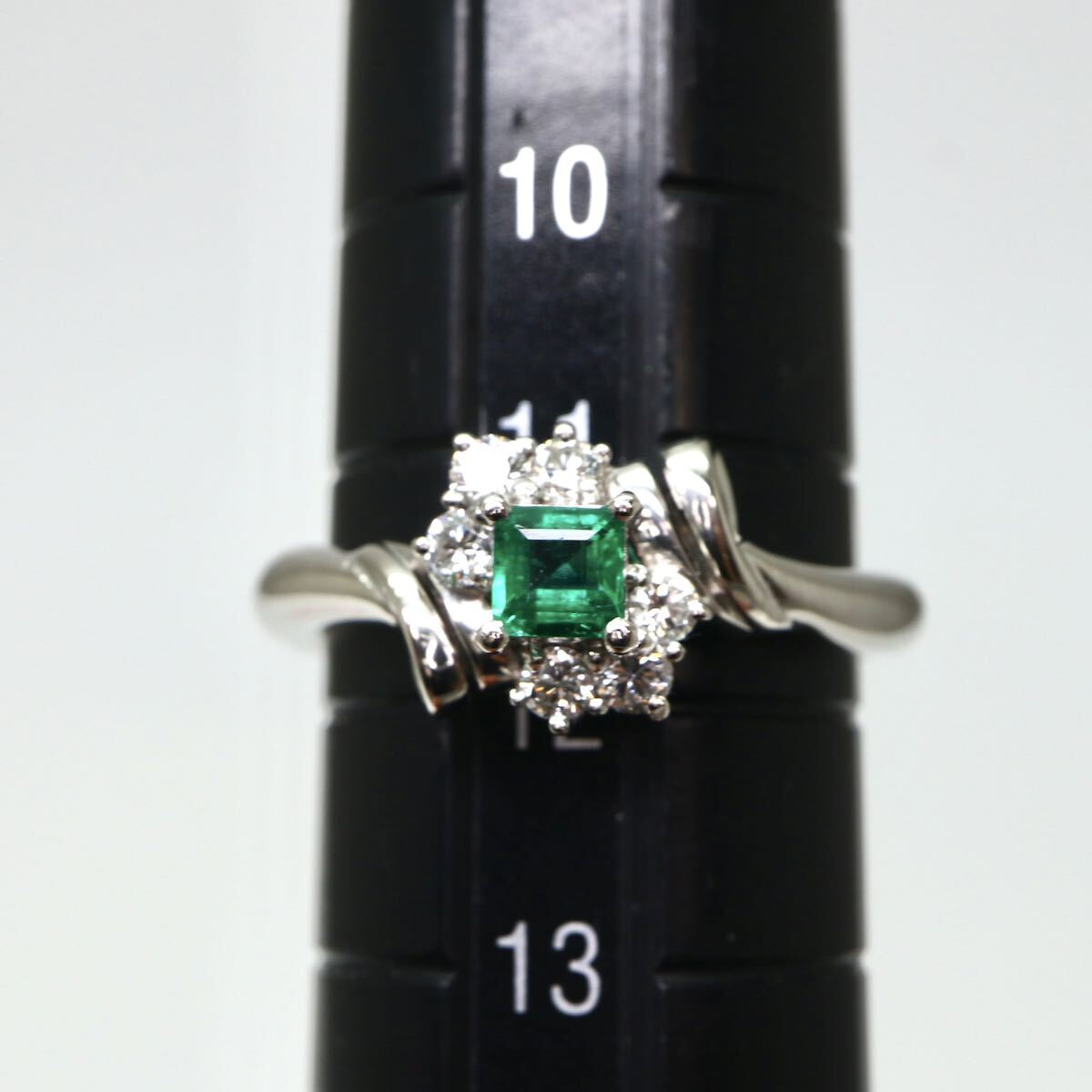 POLA jewelry(ポーラ)ソーティング付き◆Pt900 エメラルド/天然ダイヤモンドリング◆M 約5.5g 約11.5号 emerald diamond ring指輪 EC1/EC1_画像9