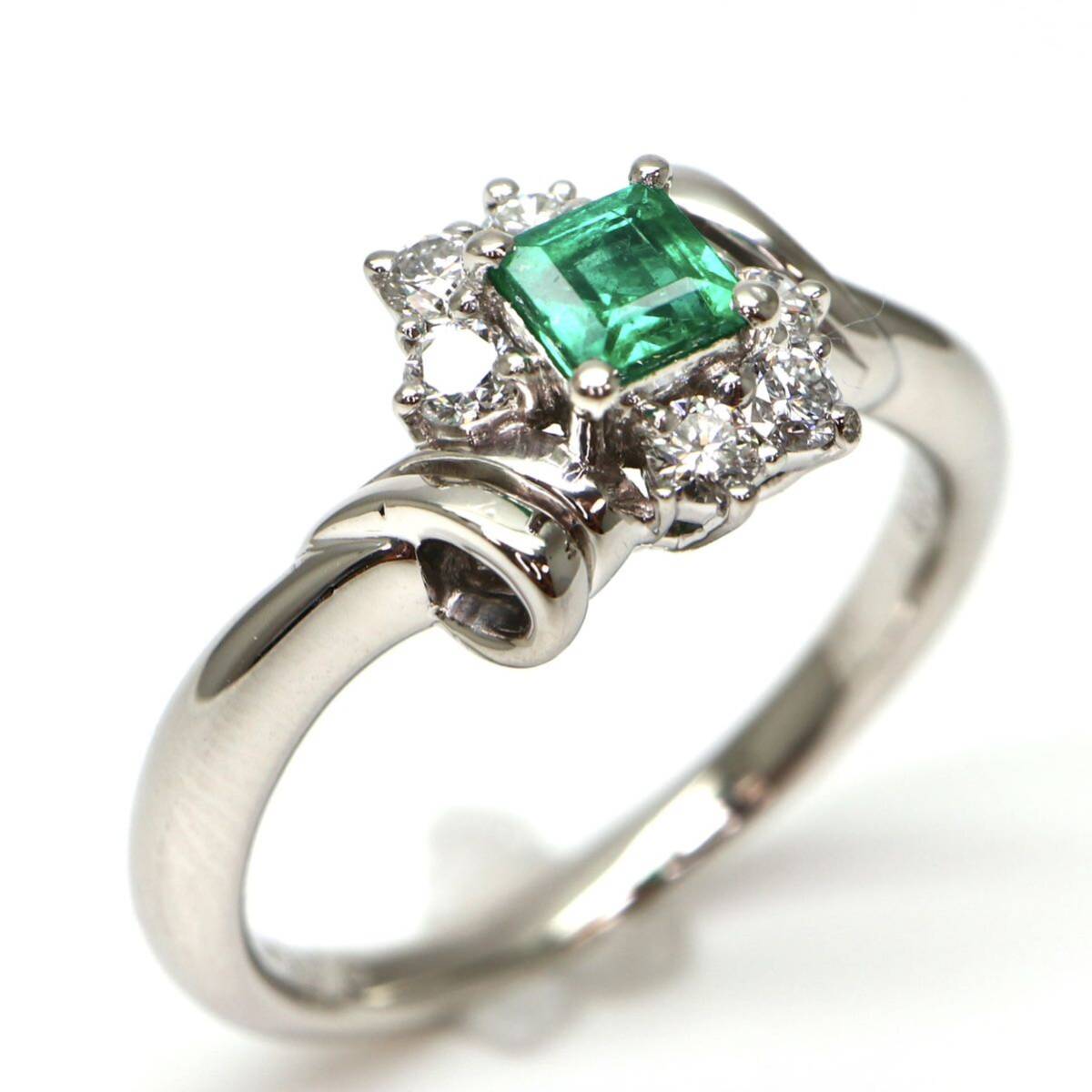 POLA jewelry(ポーラ)ソーティング付き◆Pt900 エメラルド/天然ダイヤモンドリング◆M 約5.5g 約11.5号 emerald diamond ring指輪 EC1/EC1_画像1
