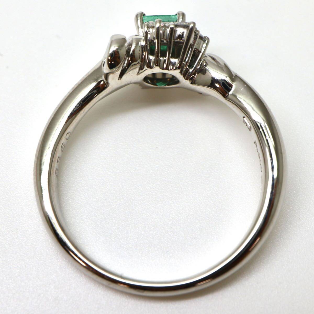 POLA jewelry(ポーラ)ソーティング付き◆Pt900 エメラルド/天然ダイヤモンドリング◆M 約5.5g 約11.5号 emerald diamond ring指輪 EC1/EC1_画像6