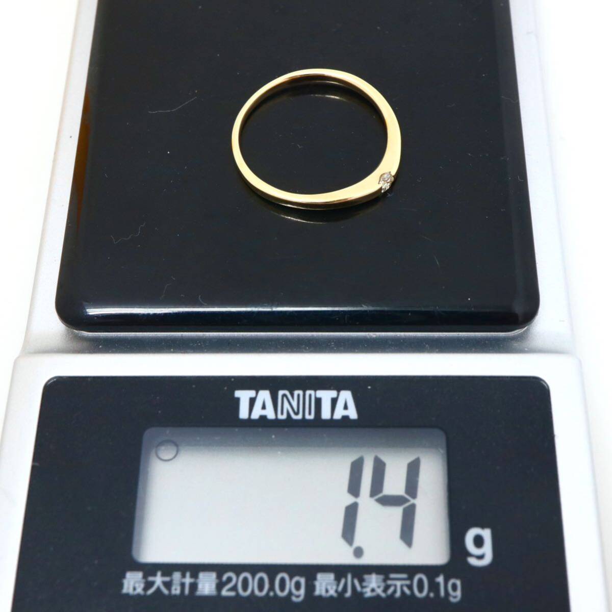 ◆K18 天然ダイヤモンドリング◆M 約1.4g 約9.5号 diamond ring指輪 EA2/EA2_画像6