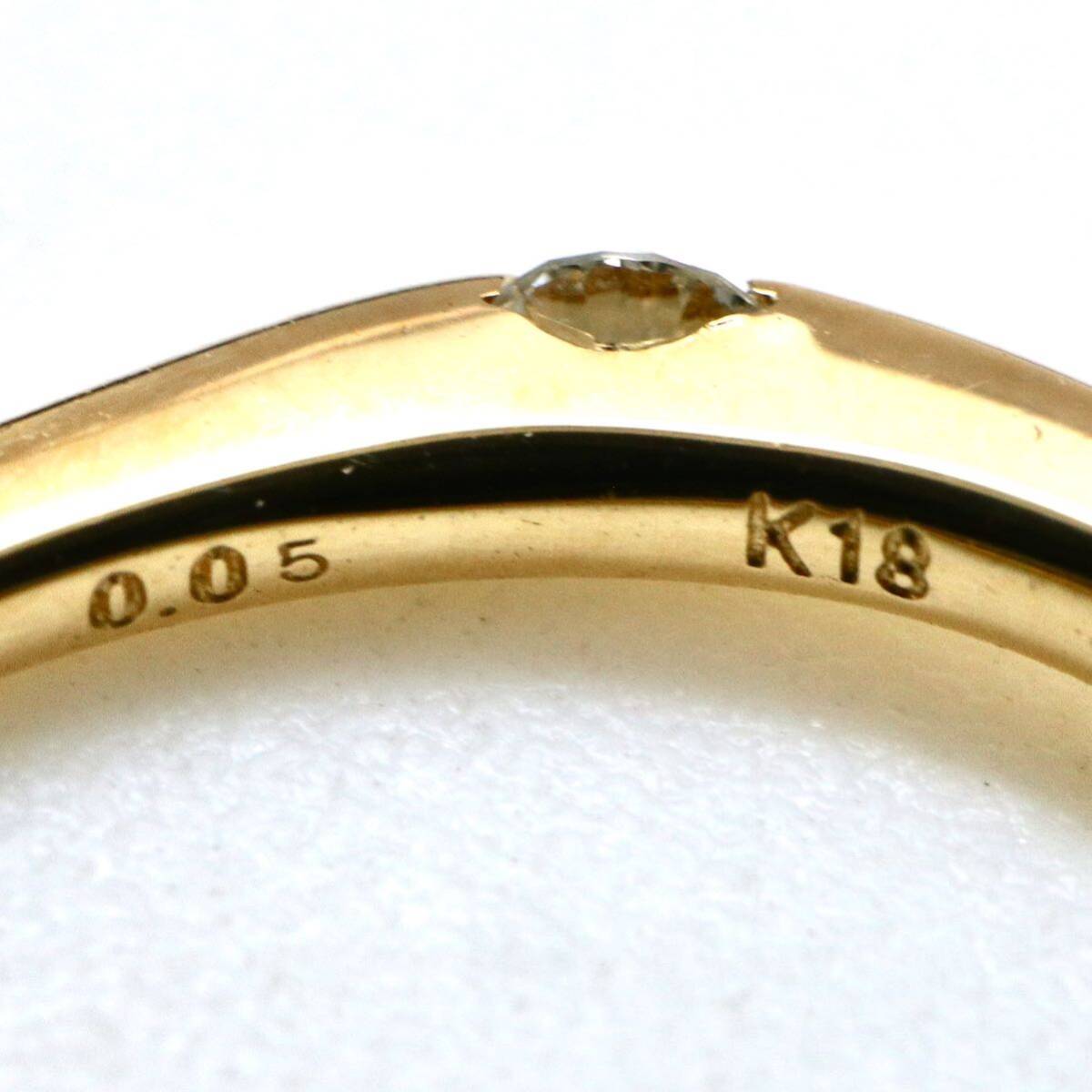 ◆K18 天然ダイヤモンドリング◆M 約1.4g 約9.5号 diamond ring指輪 EA2/EA2_画像8