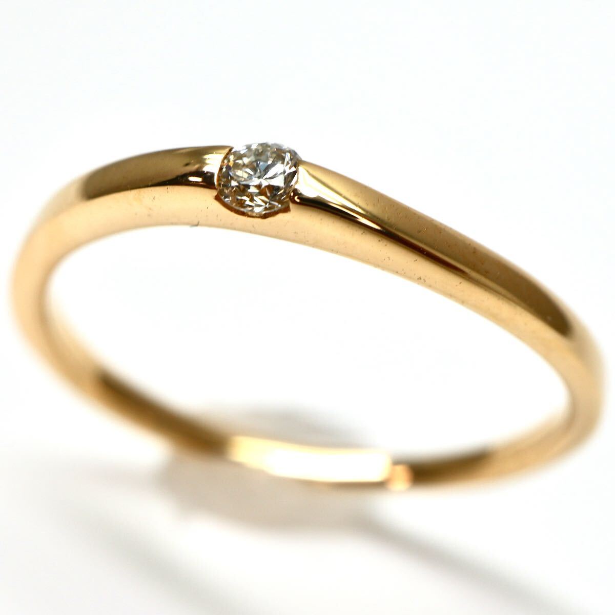 ◆K18 天然ダイヤモンドリング◆M 約1.4g 約9.5号 diamond ring指輪 EA2/EA2_画像4