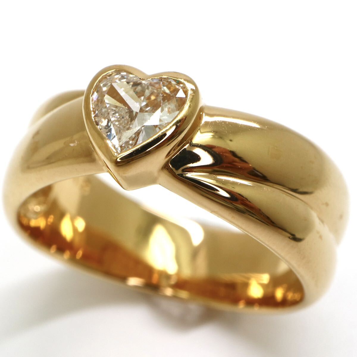  роскошный!!*K18 натуральный бриллиант Heart Shape кольцо *M примерно 7.2g примерно 13 номер diamond ring кольцо EF9/EF9