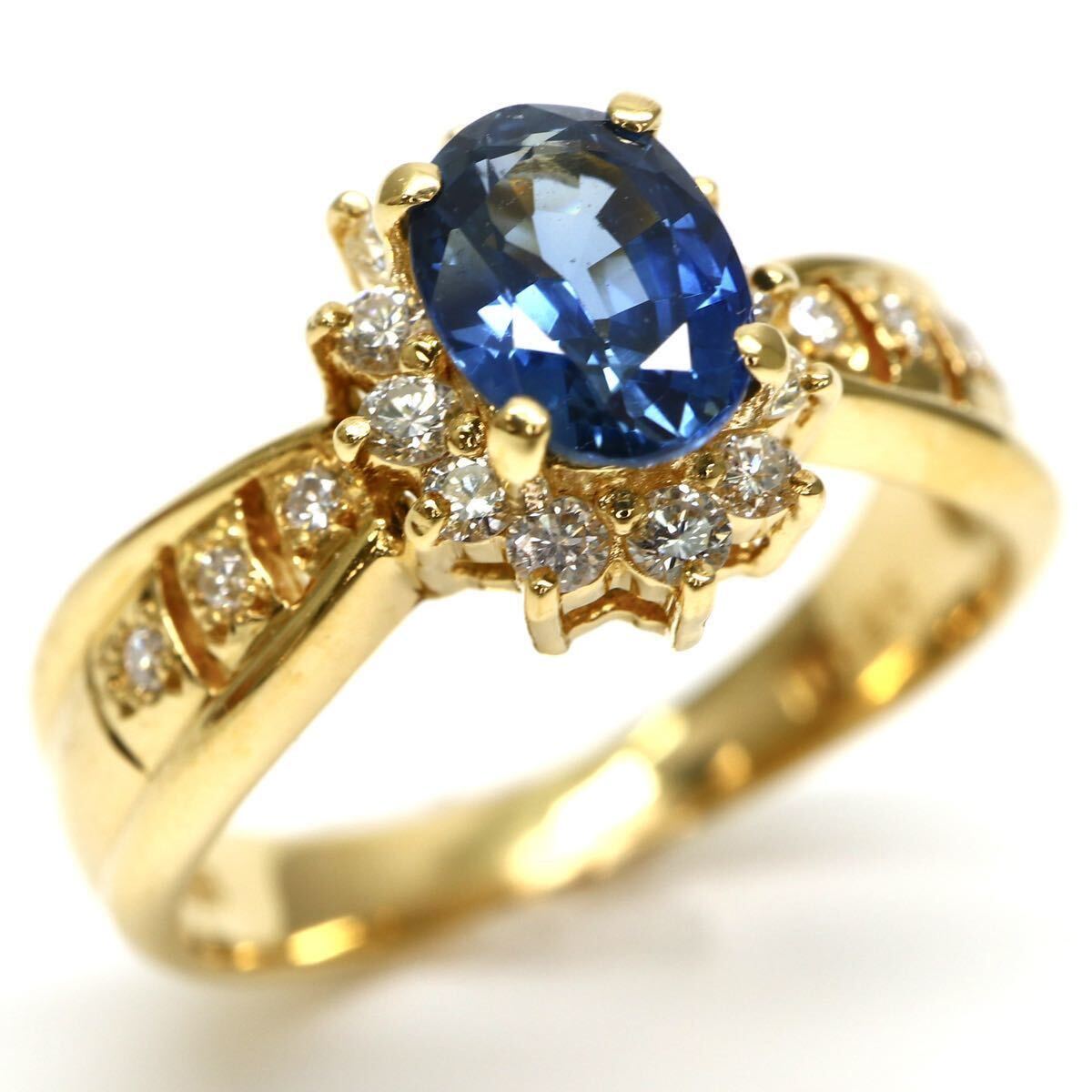 ソ付き!!◆K18 天然ダイヤモンド/天然サファイアリング◆M◎ 約4.7g 12号 0.25ct sapphire diamond ジュエリーring指輪 ED6/ED6_画像2