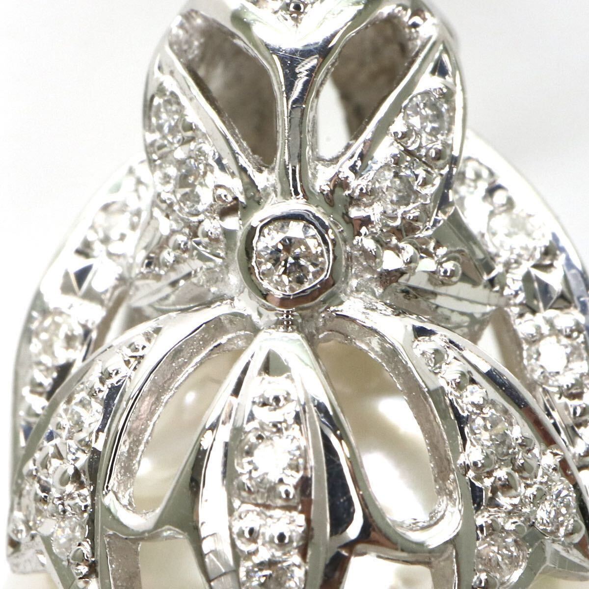 豪華!!◆Pt900 南洋白蝶真珠/天然ダイヤモンドペンダントトップ◆M◎約9.6g 15.0mm珠 パール pearl diamond ジュエリー necklace ED6/ED6の画像5