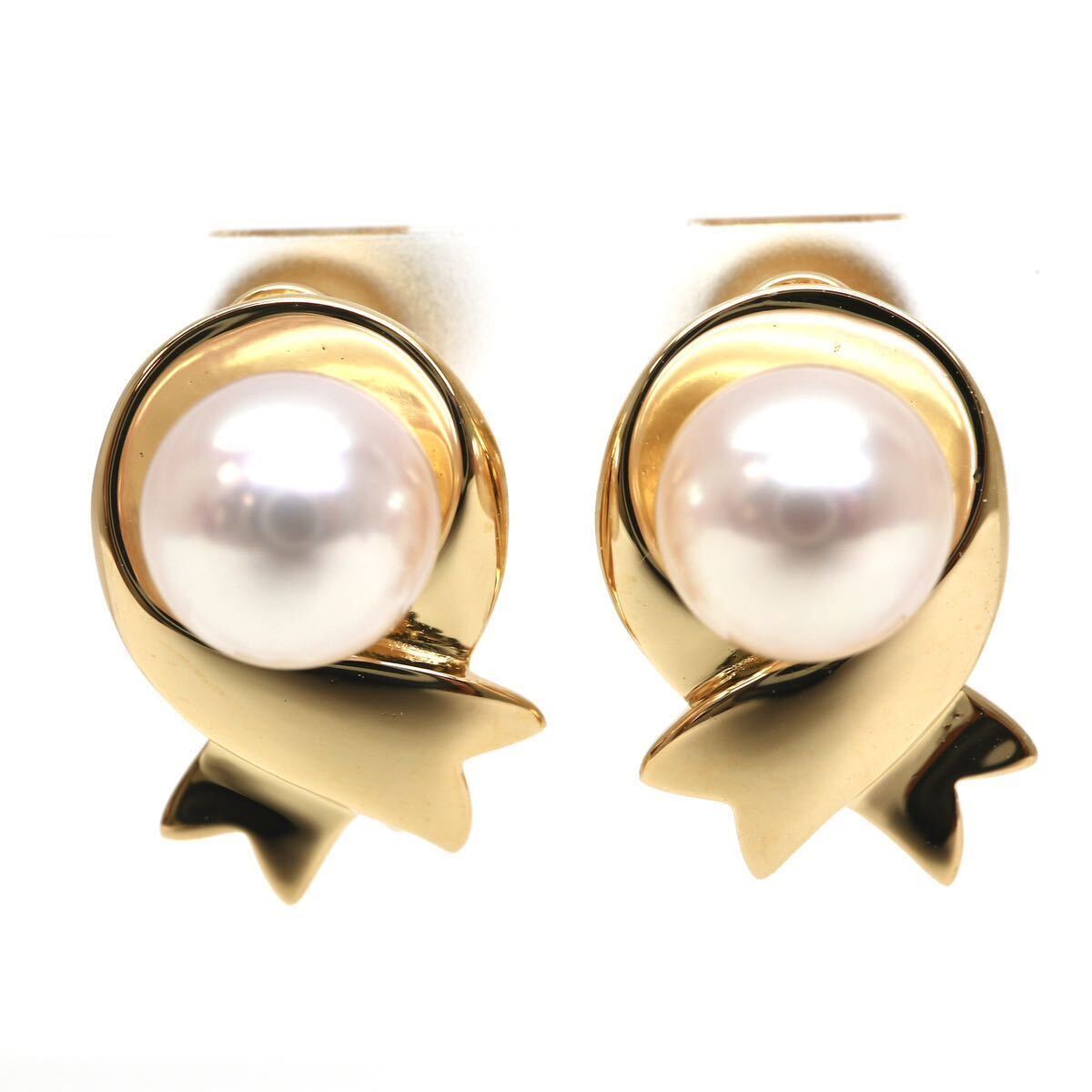 MIKIMOTO(ミキモト)◆K18 アコヤ本真珠イヤリング◆M◎約4.6g 5.5mm珠 パール pearl diamond ジュエリー necklace jewelry EC3/EC6の画像1