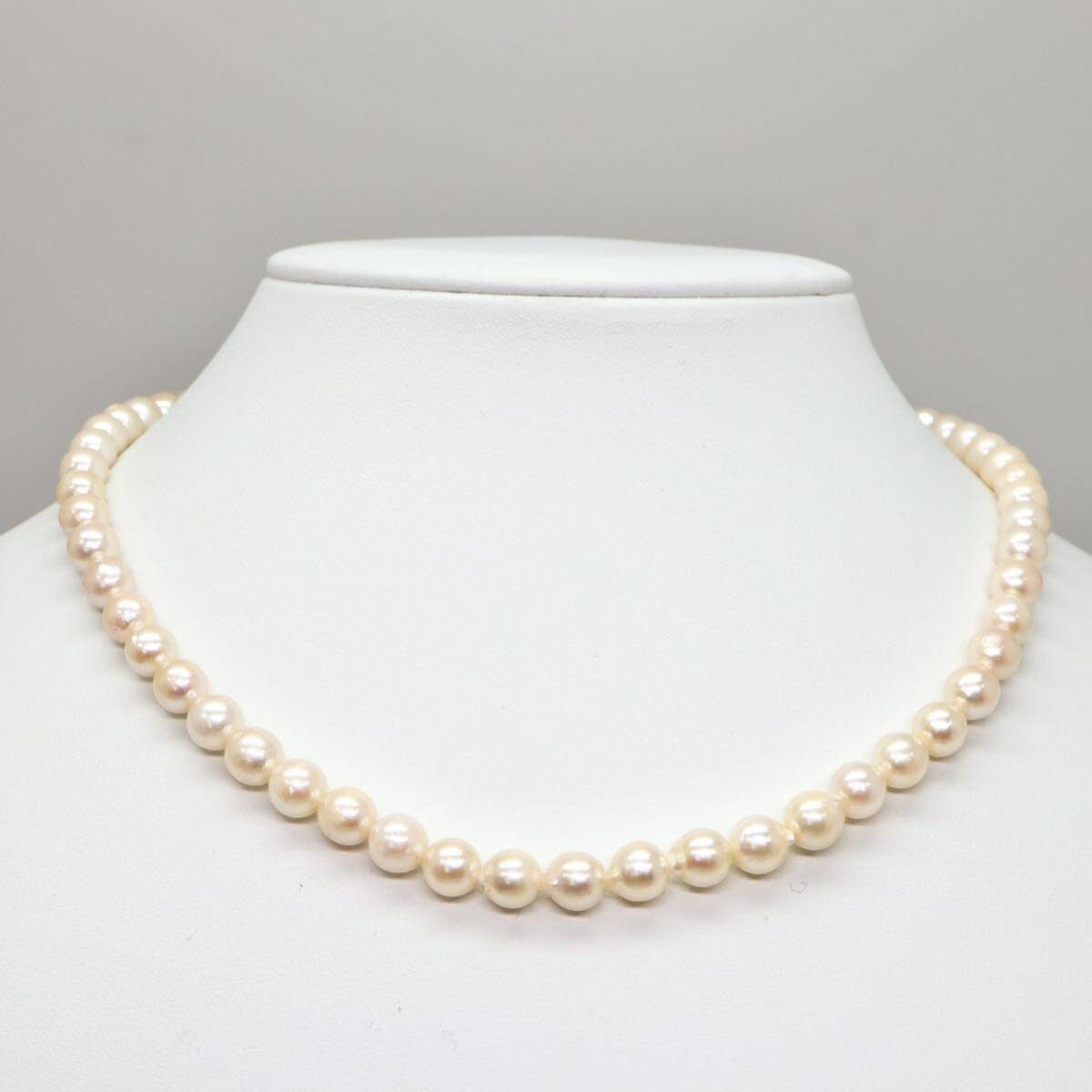 ◆アコヤ本真珠ネックレス/ 1 ◆M 約27.8g 約42.0cm 6.0-7.0.mm珠 pearl パール jewelry necklace ジュエリー DC0/DC0の画像2