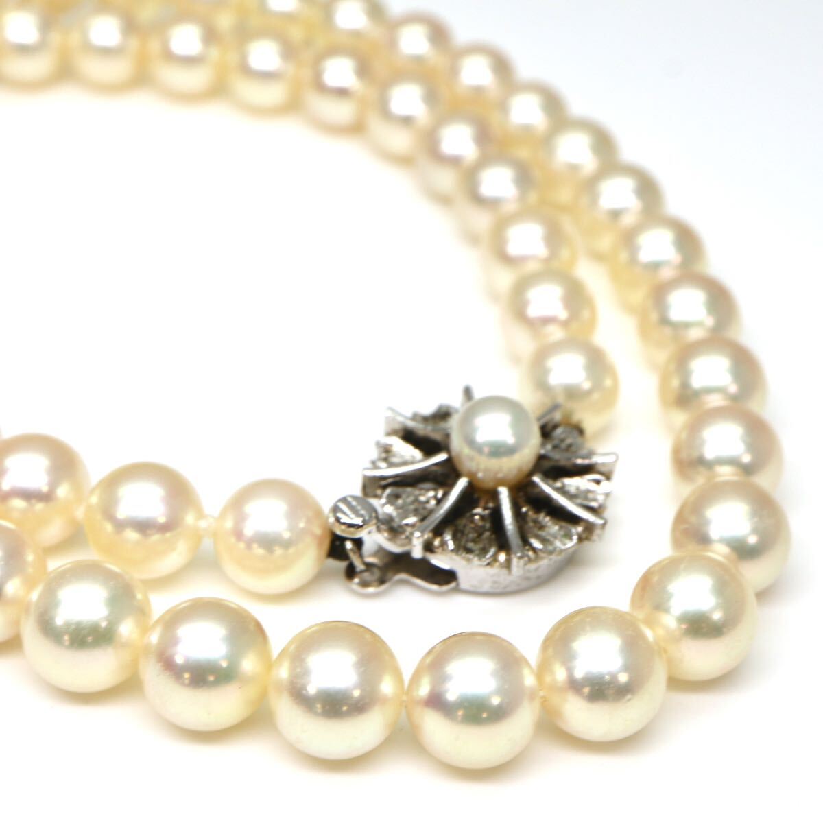 ◆アコヤ本真珠ネックレス/ 2 ◆M 約33.2g 約43.0cm 7.0-7.5mm珠 pearl パール jewelry necklace ジュエリー DB0/DB0の画像4