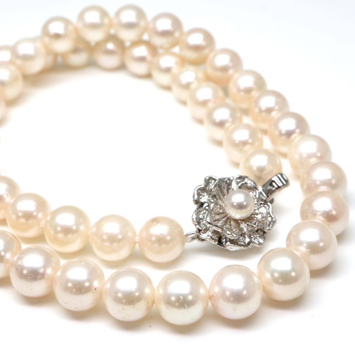 ◆アコヤ本真珠ネックレス/ 4 ◆M 約43.8g 約43.0cm 8.0-8.5mm珠 pearl パール jewelry necklace ジュエリー DE0/EA0の画像1