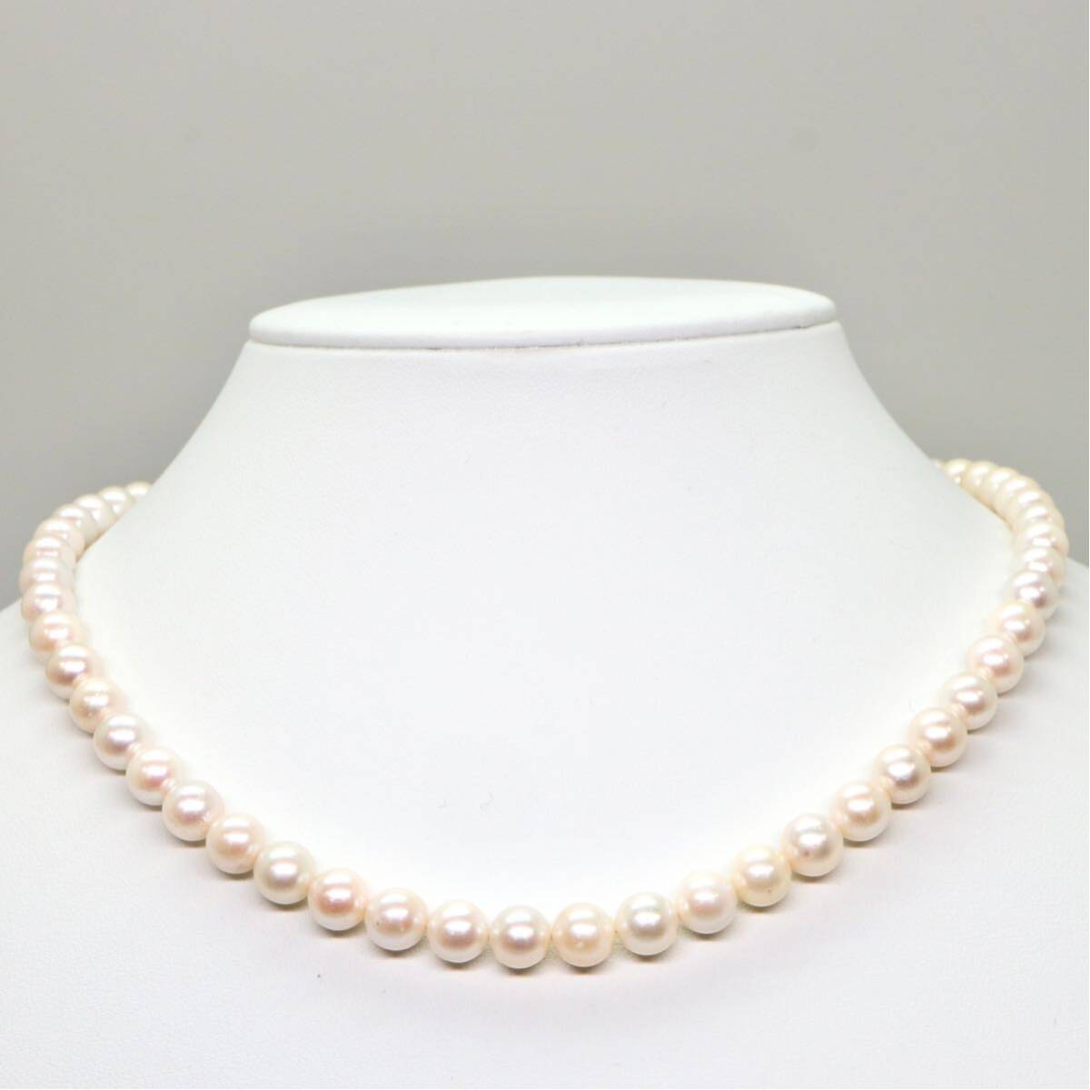 ◆アコヤ本真珠ネックレス/ 16 ◆M 約33.8g 約43.5cm 7.0-7.5mm珠 pearl パール jewelry necklace ジュエリー DA0/DC0の画像2