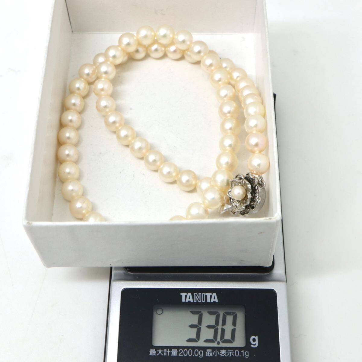 テリ良し!!◆アコヤ本真珠ネックレス/ 19 ◆M 約33.0g 約42.5cm 7.0-7.5mm珠 pearl パール jewelry necklace ジュエリー DD0/DD0の画像9